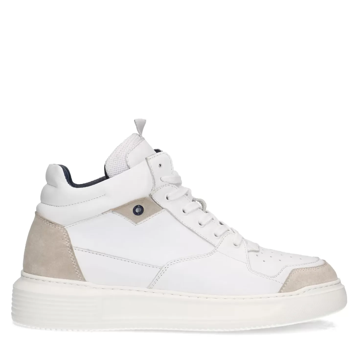 Discount High Top Leather Sneakers - White Men Sneakers