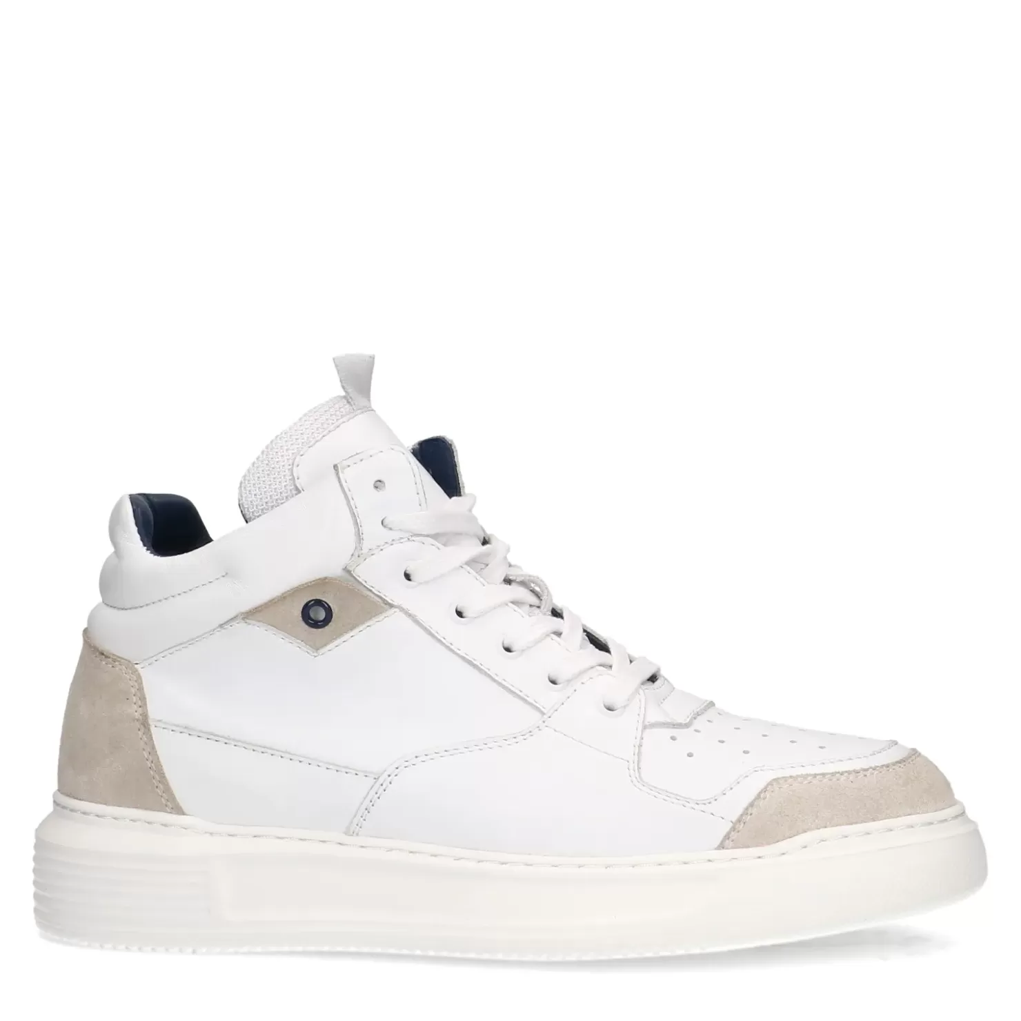 Discount High Top Leather Sneakers - White Men Sneakers