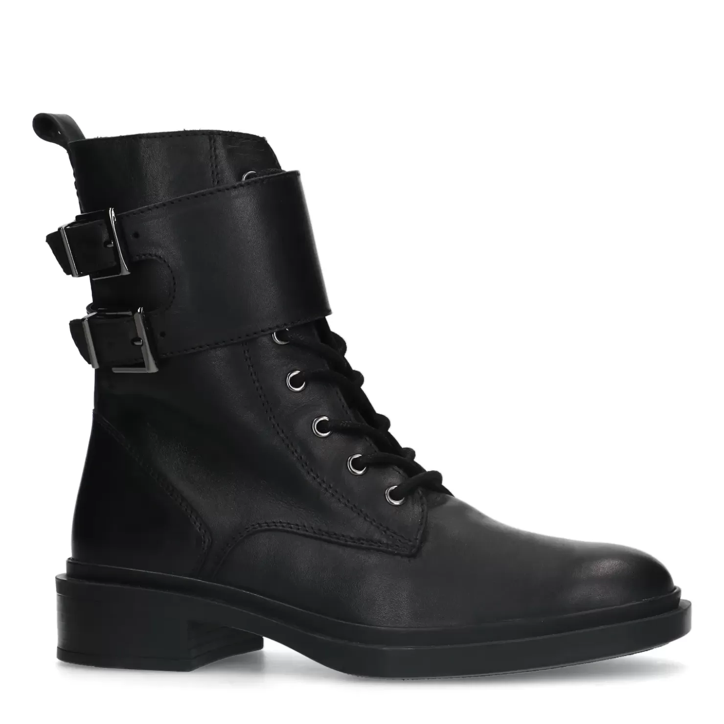 Hot Lace-Up Ankle Boots With Buckles - Black Women Ankle Boots