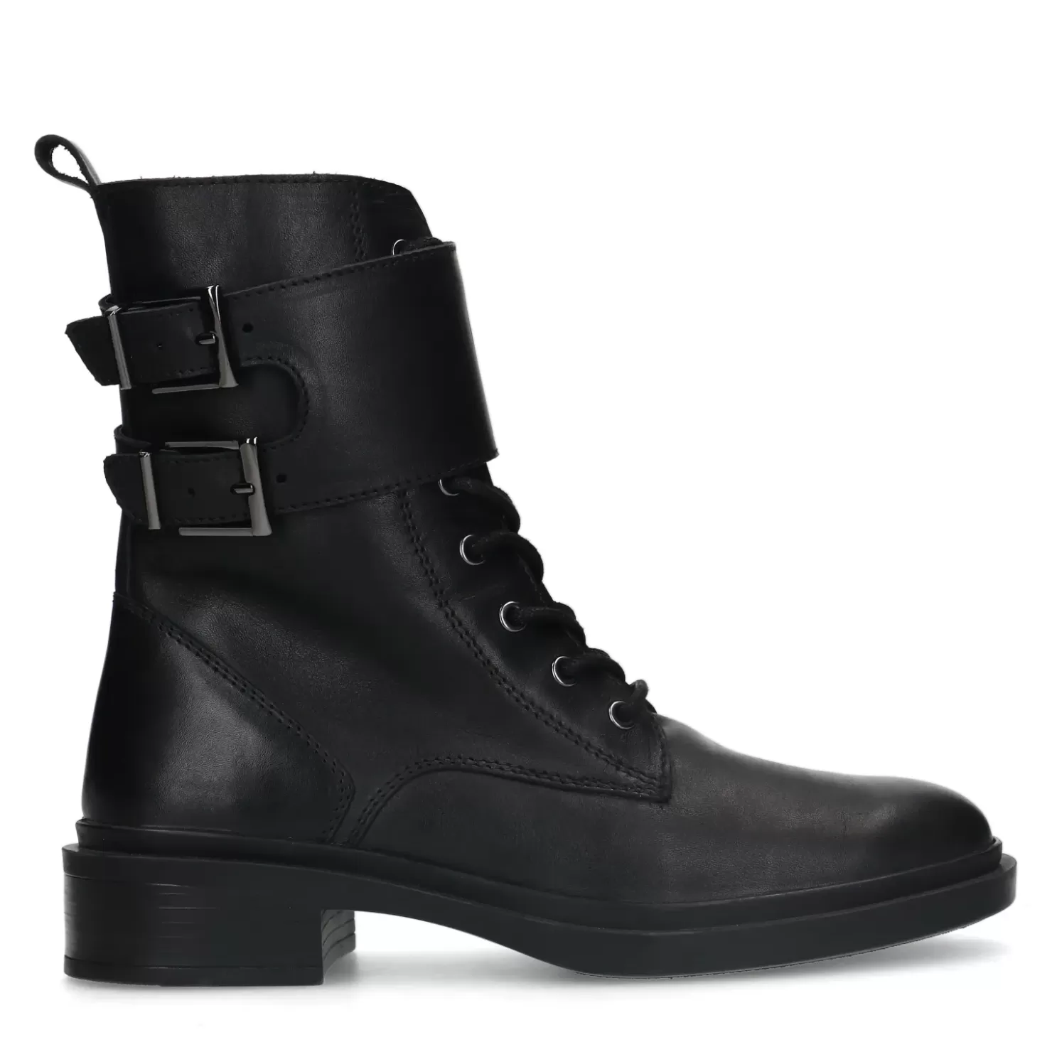 Hot Lace-Up Ankle Boots With Buckles - Black Women Ankle Boots