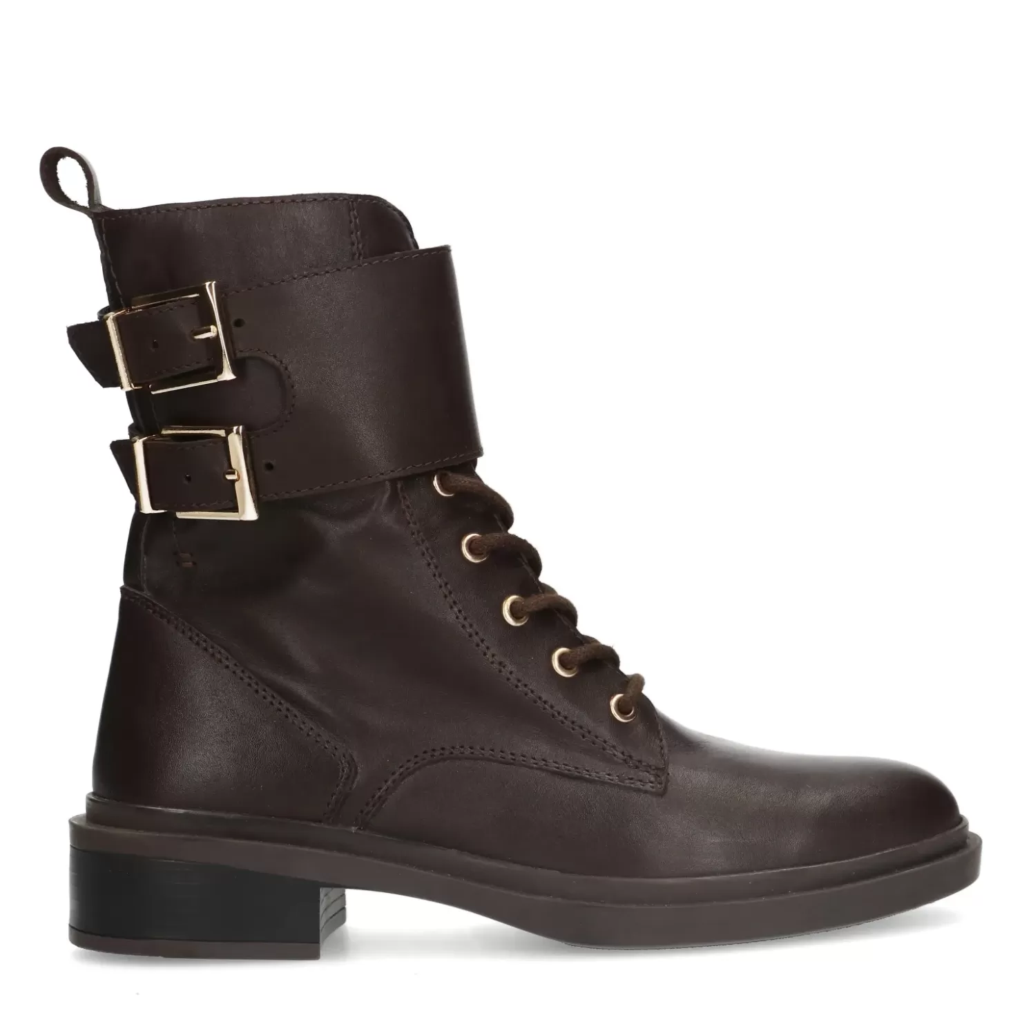 New Lace-Up Ankle Boots With Buckles - Brown Women Ankle Boots