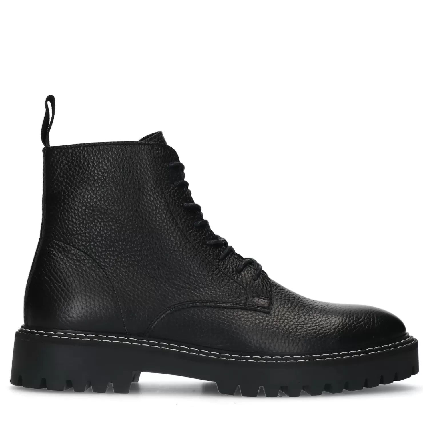 New Lace-Up Leather Ankle Boots - Black Men Boots