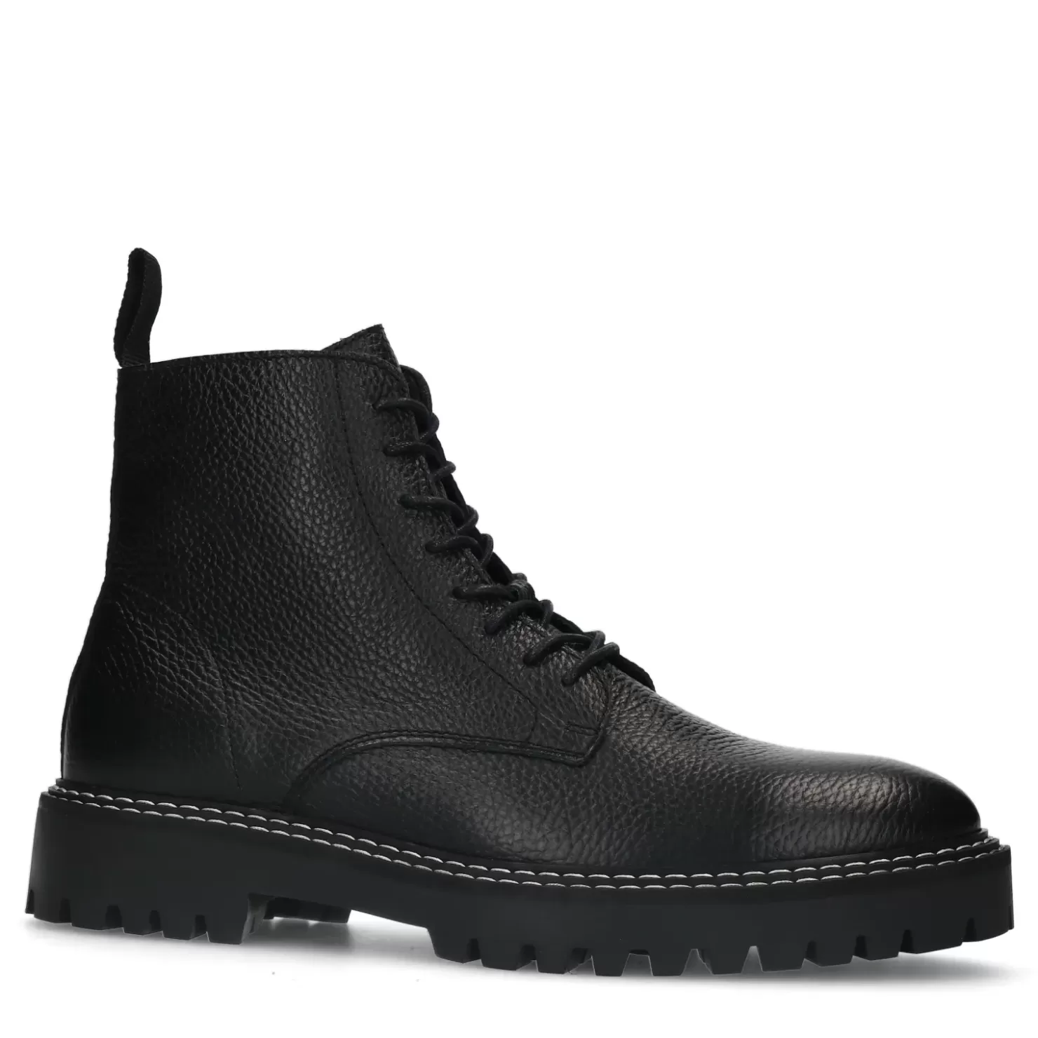 New Lace-Up Leather Ankle Boots - Black Men Boots