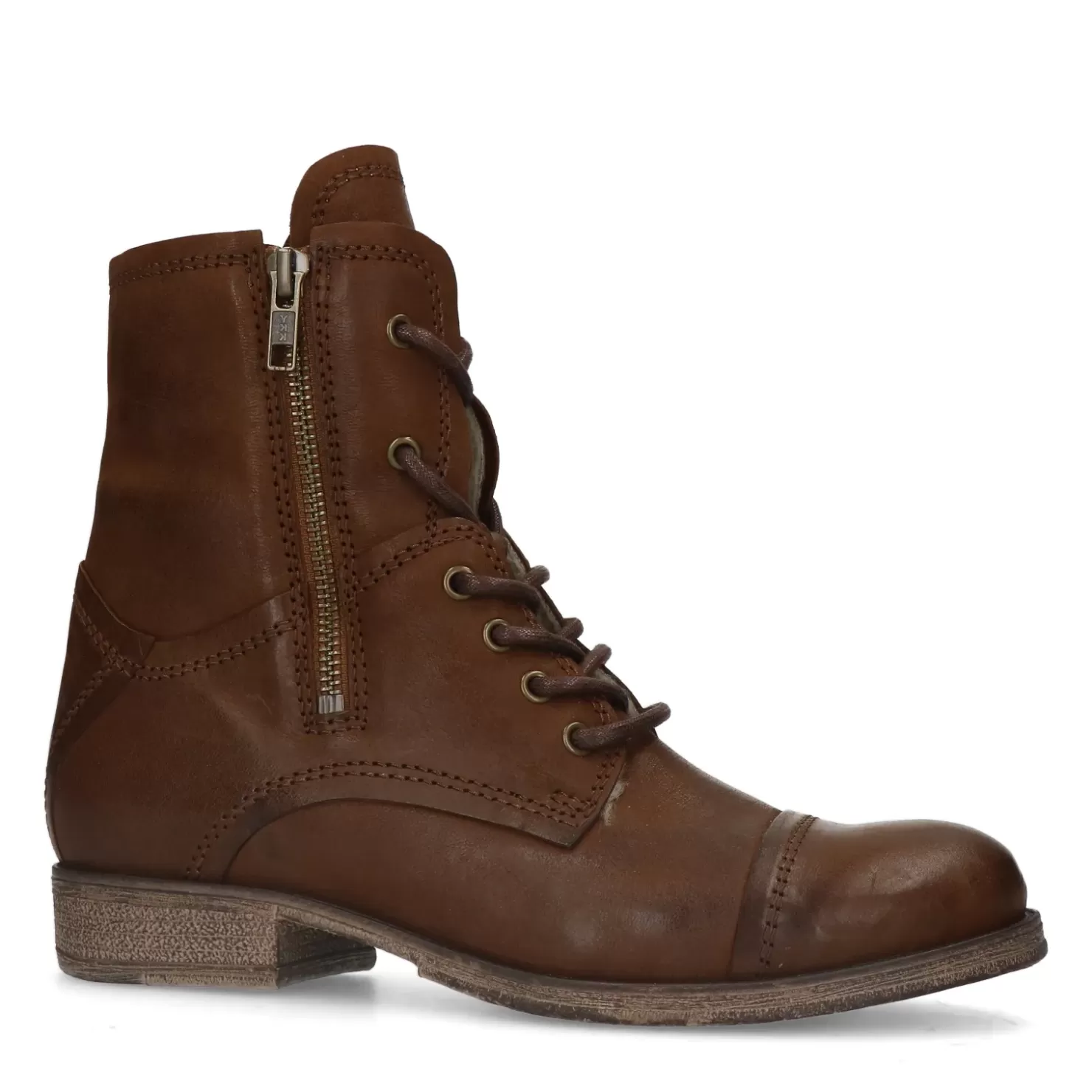 Best Lace-Up Leather Ankle Boots - Brown Women Ankle Boots