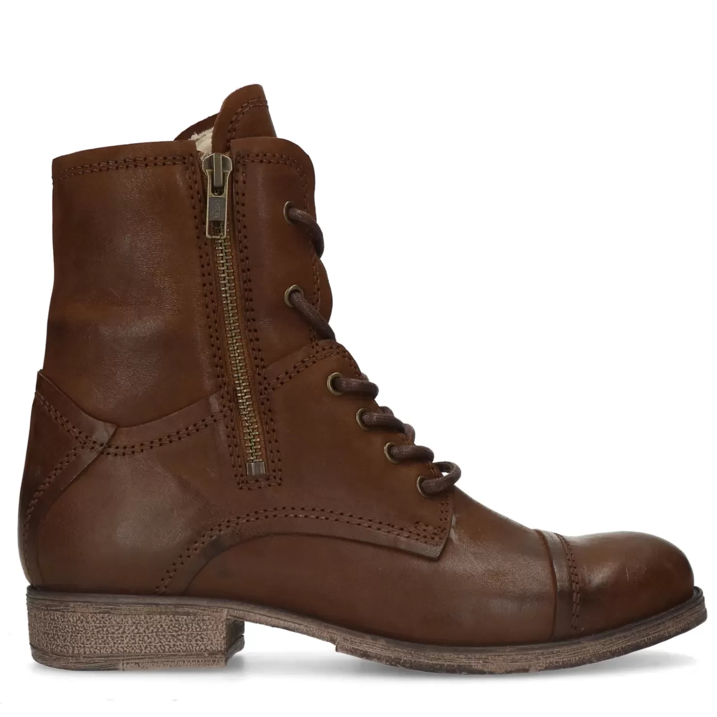 Best Lace-Up Leather Ankle Boots - Brown Women Ankle Boots