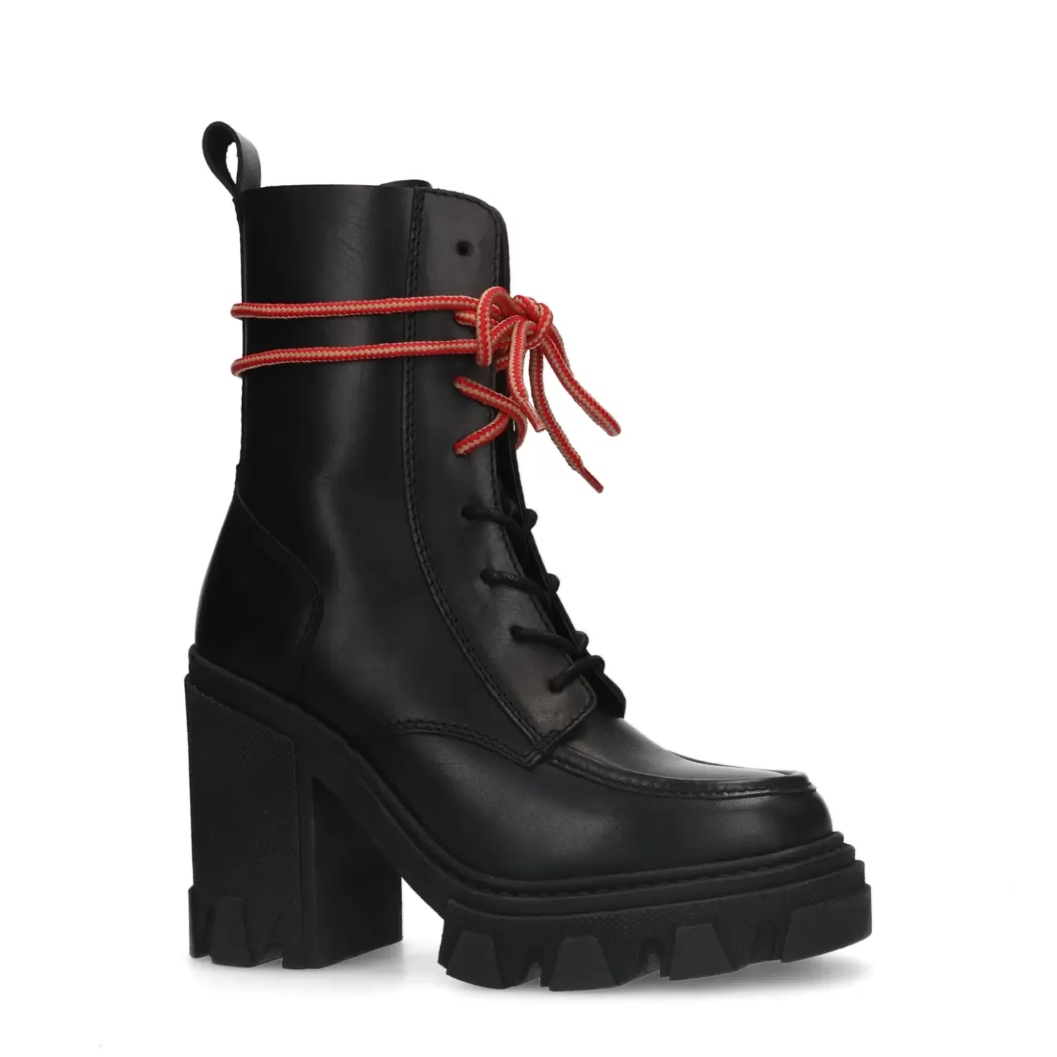 Hot Lace-Up Leather Ankle Boots With Platform Sole - Black Women Ankle Boots