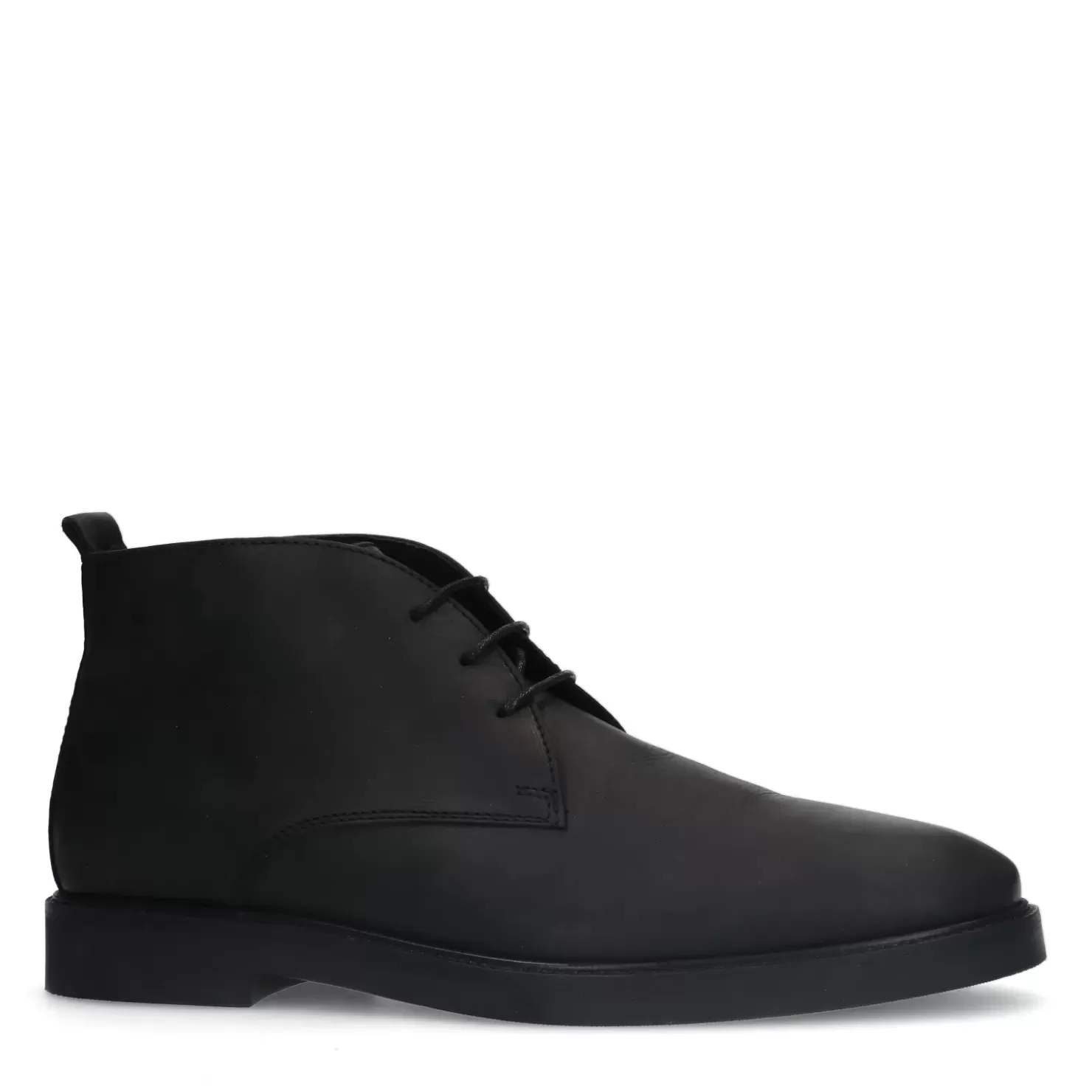 Outlet Lace-Up Leather Boots - Black Men Boots