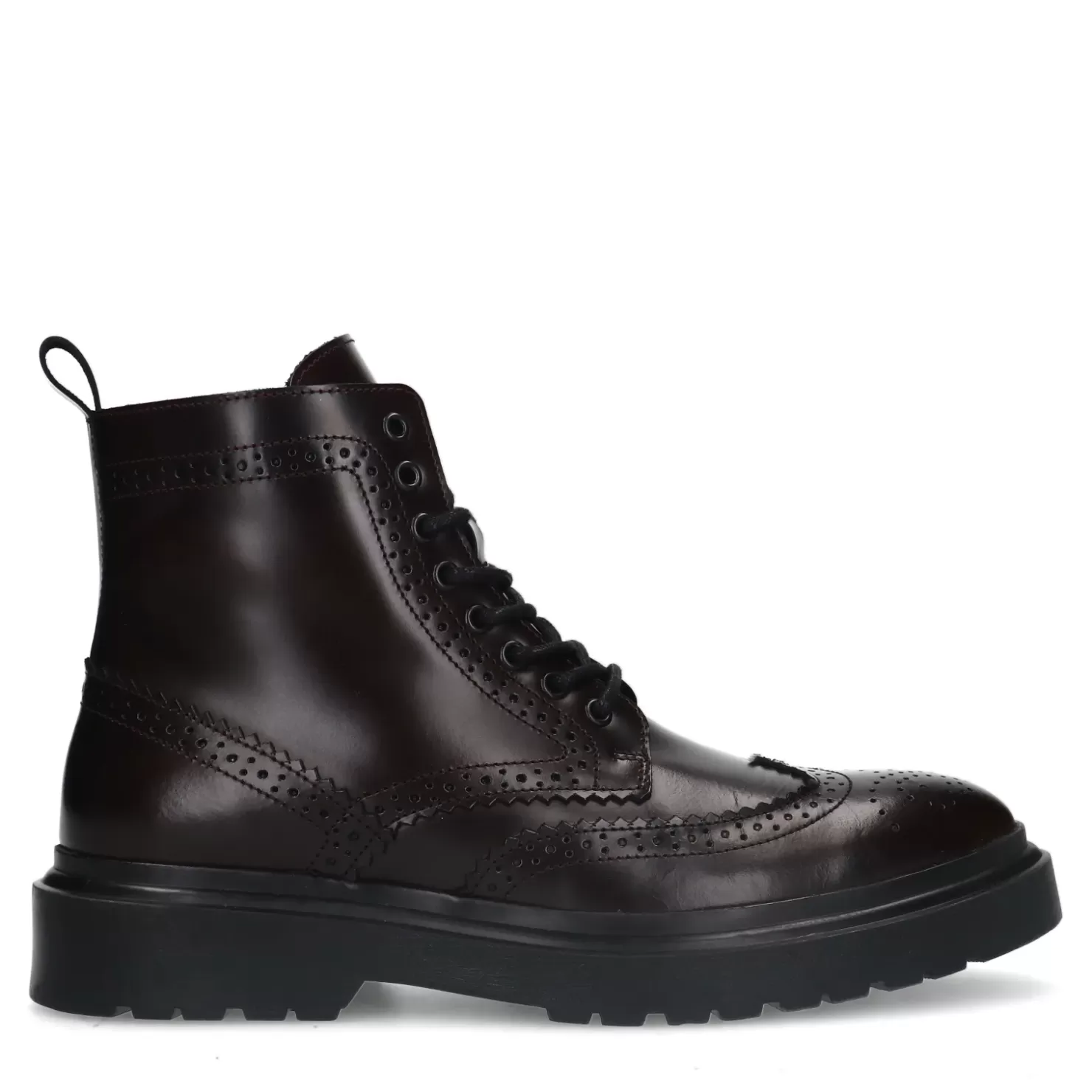 New Lace-Up Leather Boots - Burgundy Men Boots