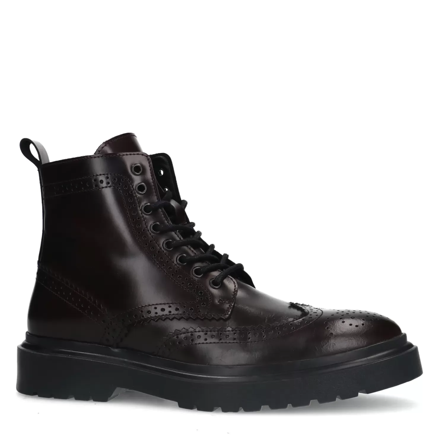 New Lace-Up Leather Boots - Burgundy Men Boots