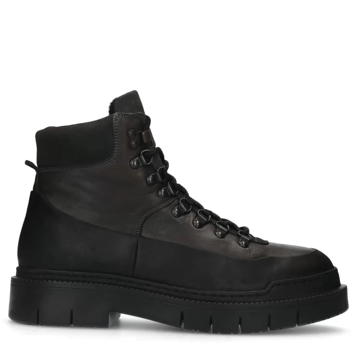 Outlet Lace-Up Leather Boots - Gray Men Boots