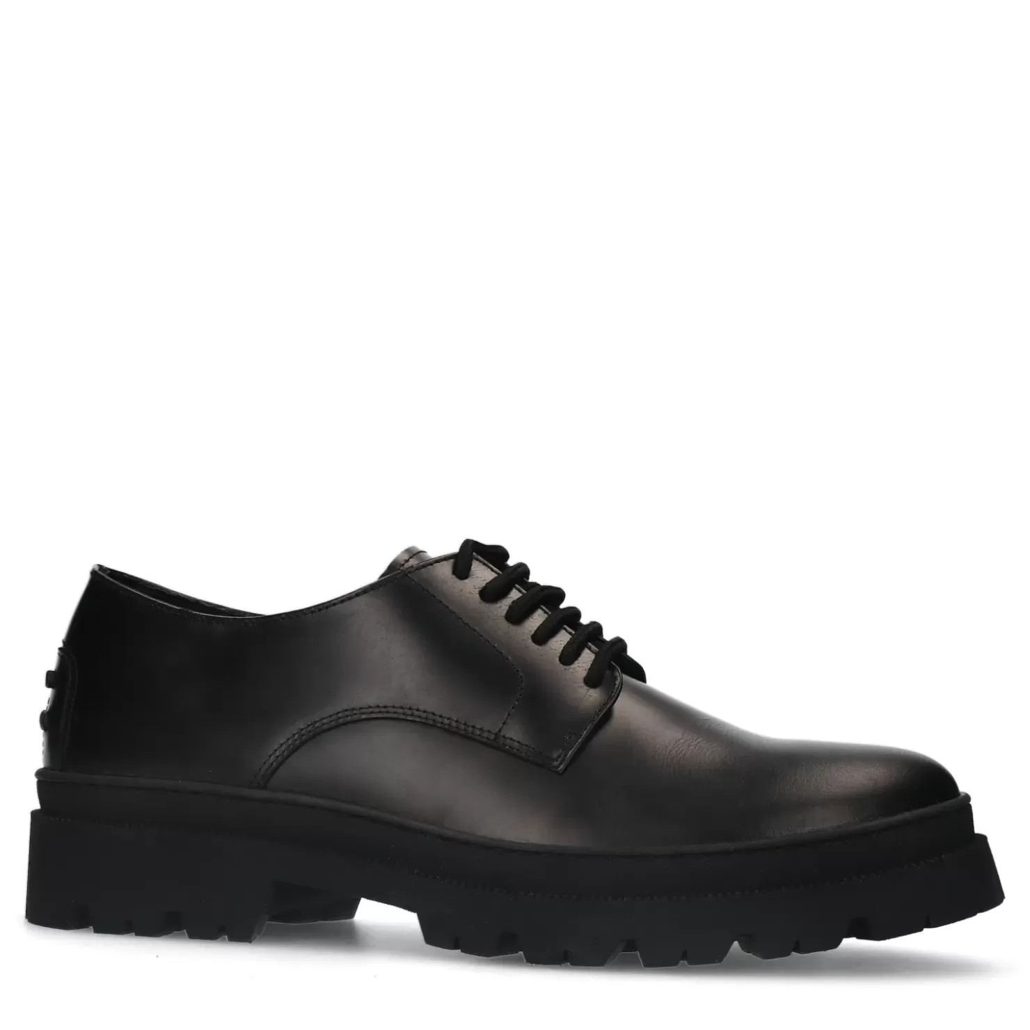 Discount Lace-Up Leather Shoes With Chunky Sole - Black Men Lace-Up Shoes