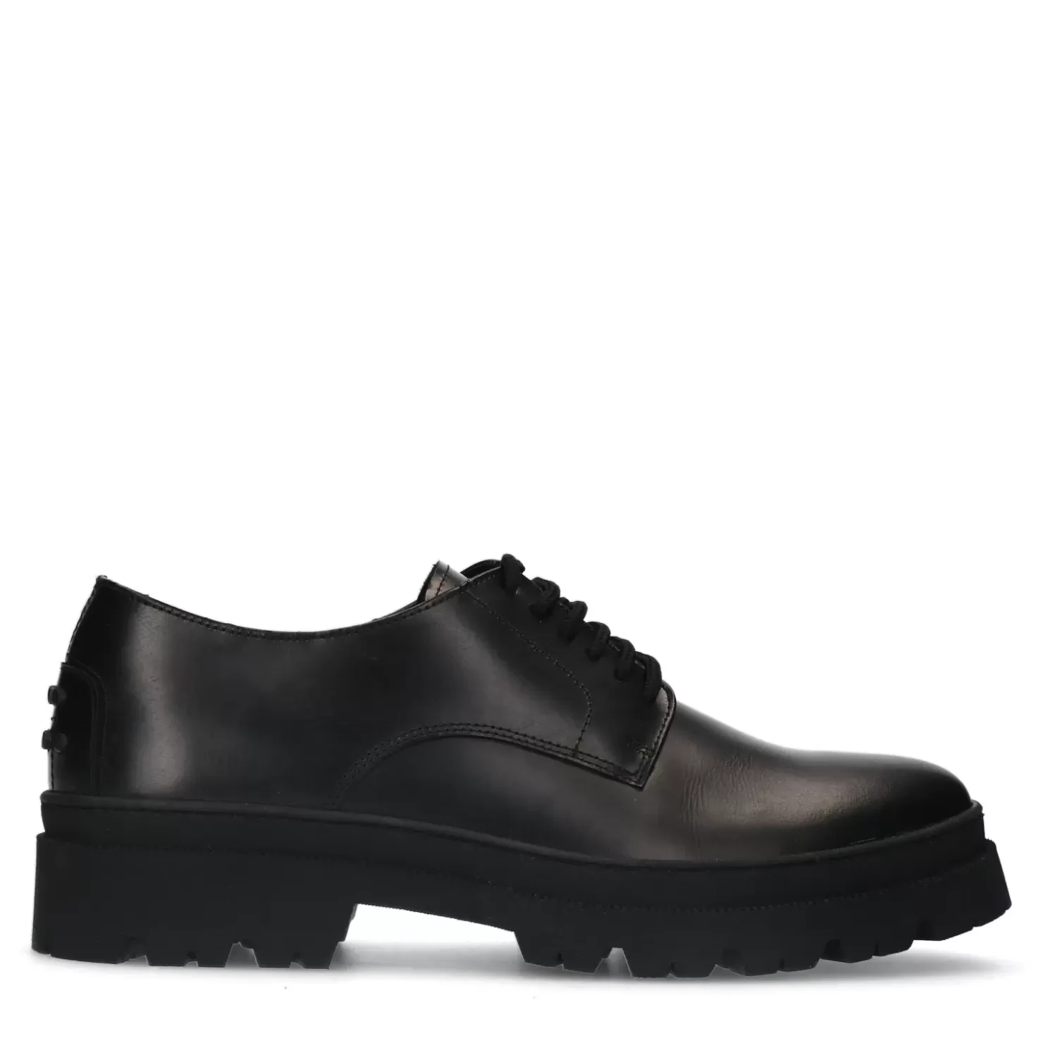 Discount Lace-Up Leather Shoes With Chunky Sole - Black Men Lace-Up Shoes