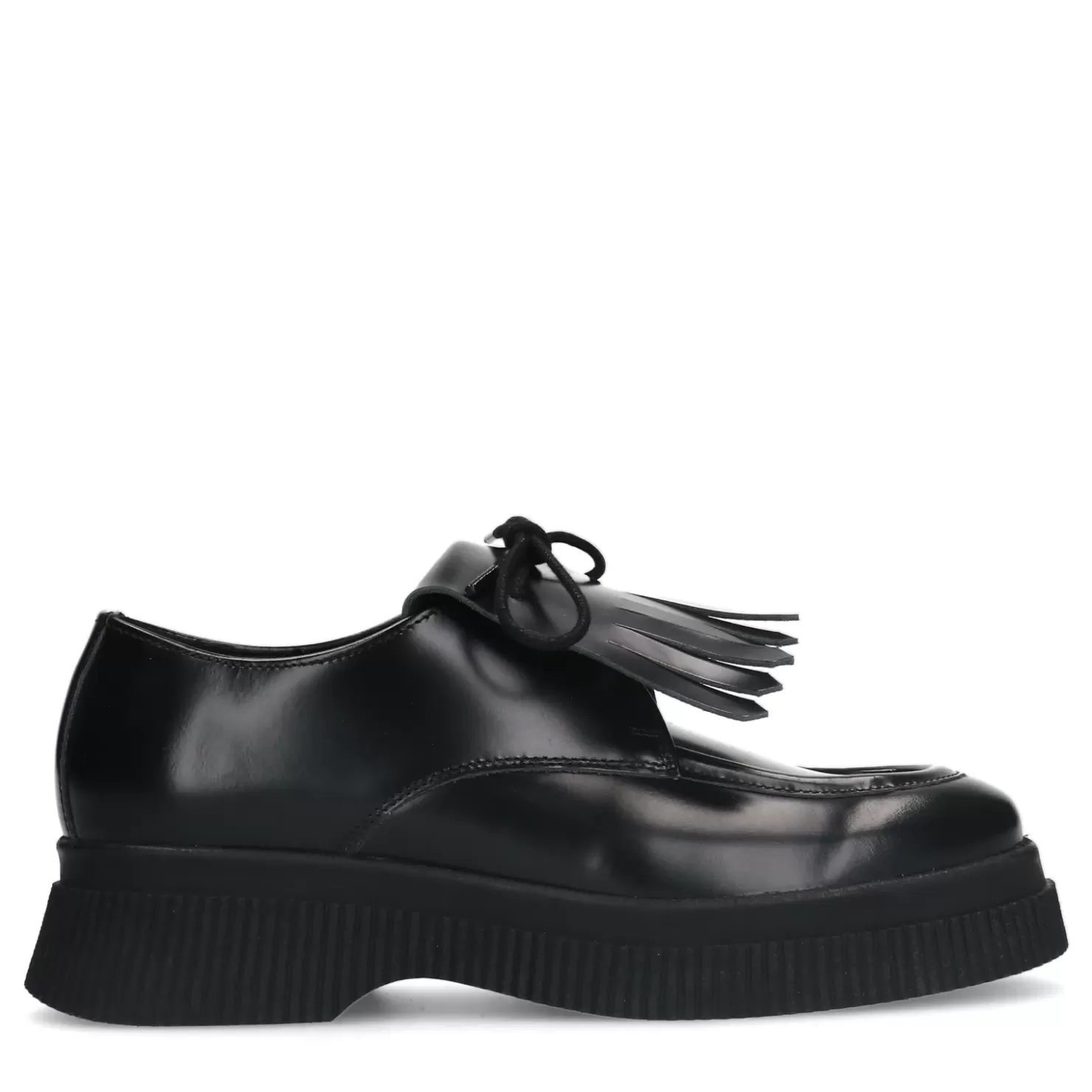 Flash Sale Lace-Up Leather Shoes With Fringes - Black Women Lace-Up Shoes