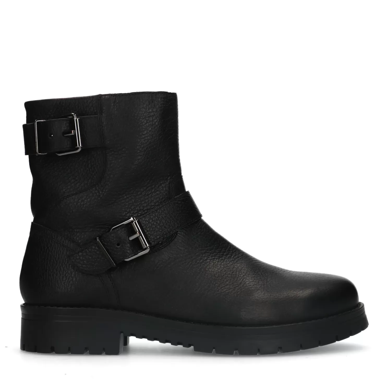 New Leather Ankle Boots With Buckles - Black Men Boots