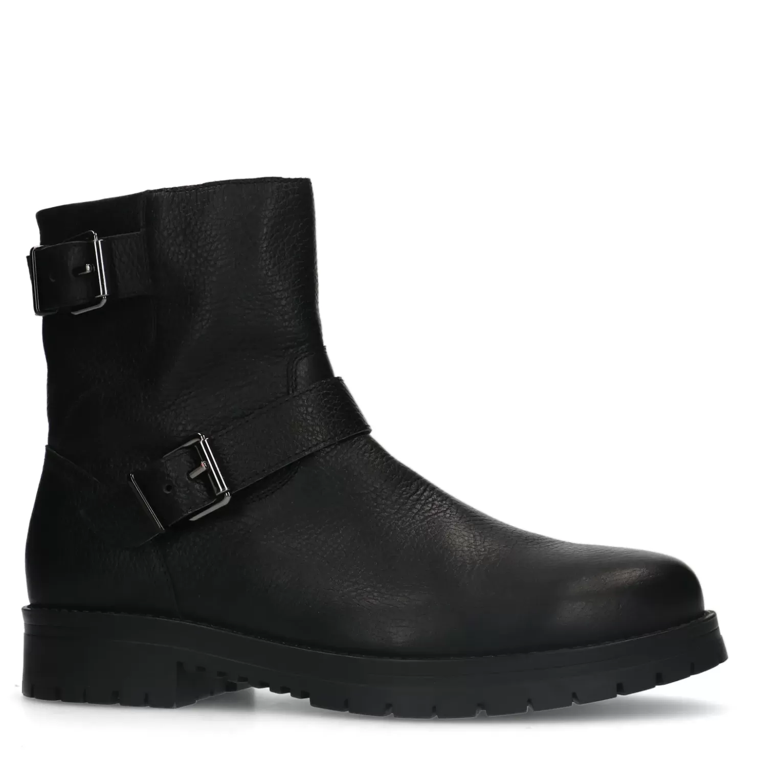 New Leather Ankle Boots With Buckles - Black Men Boots