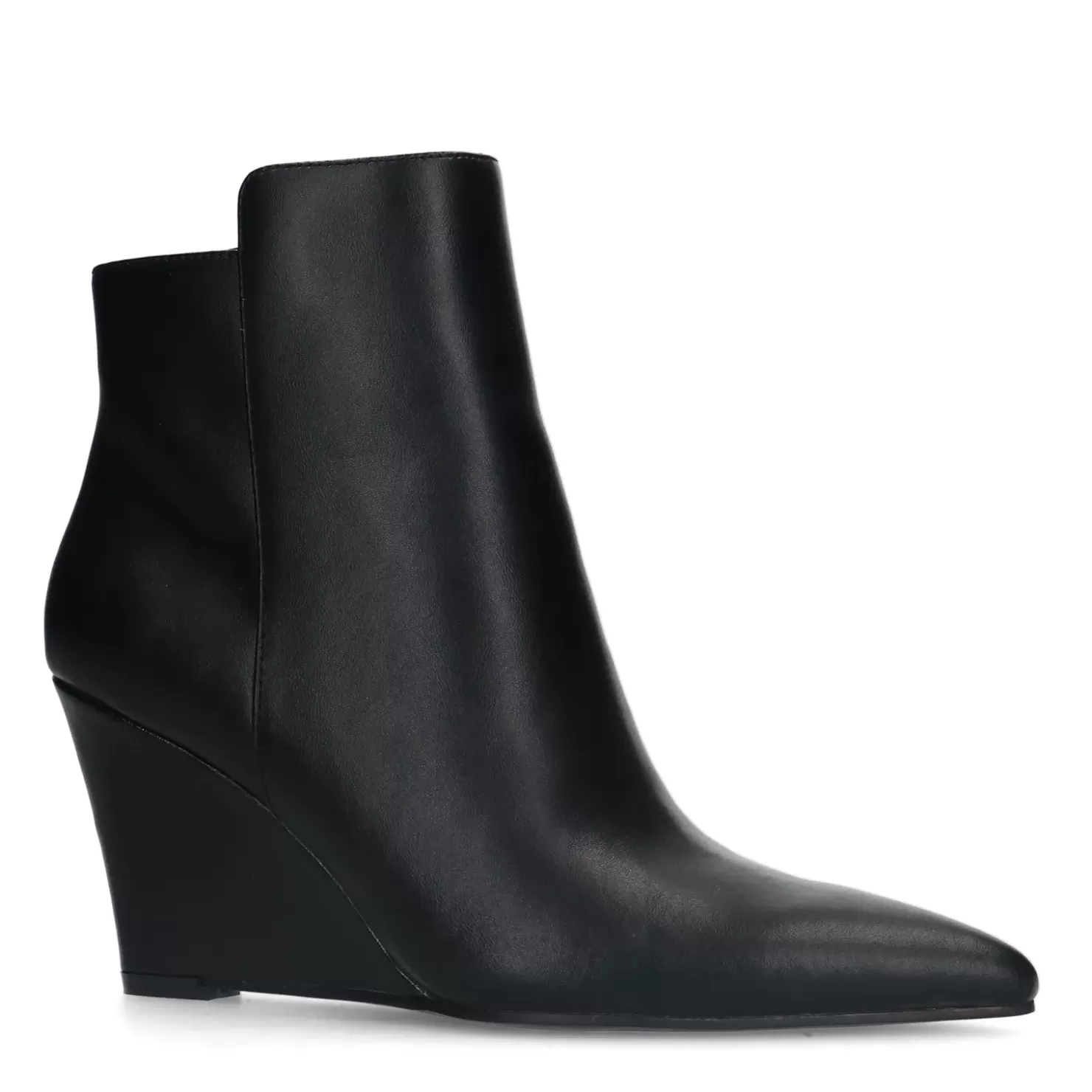 Hot Leather Ankle Boots With Wedge Heel - Black Women Ankle Boots