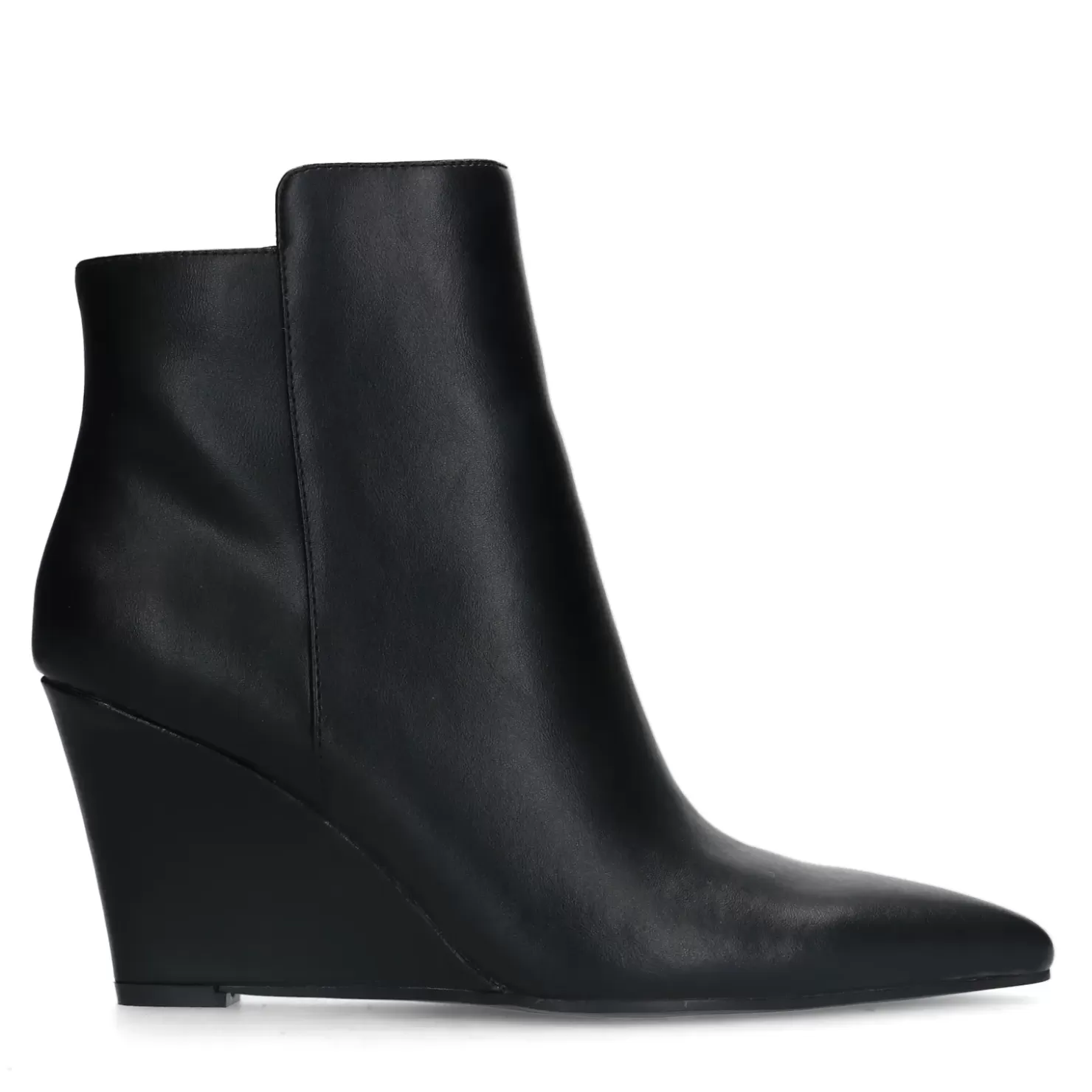 Hot Leather Ankle Boots With Wedge Heel - Black Women Ankle Boots