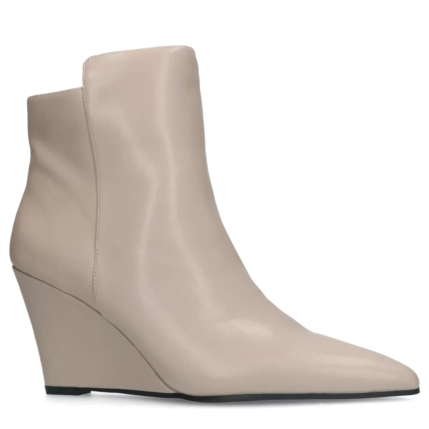 Sale Leather Ankle Boots With Wedge Heel - Taupe Women Ankle Boots