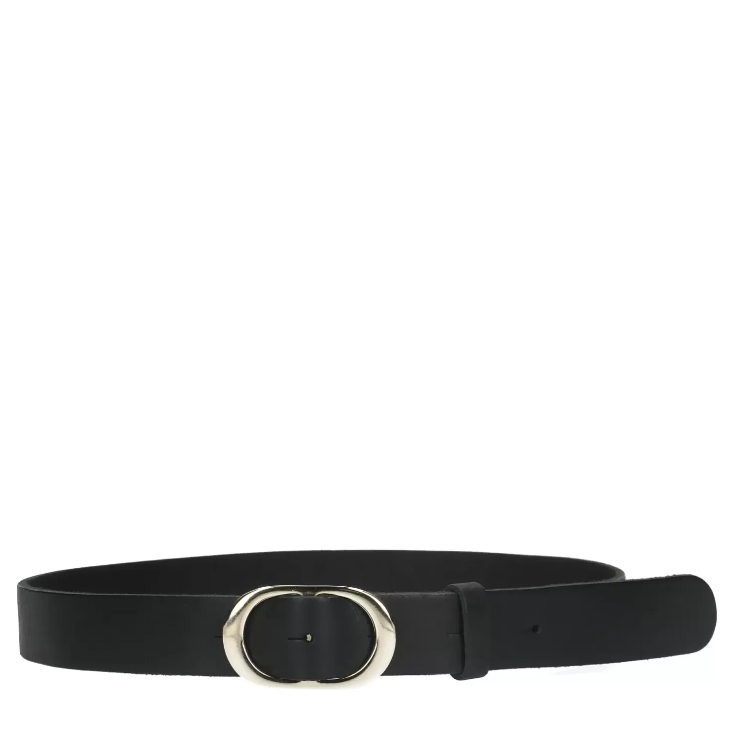 New Leather Belt With Oval Buckle - Black Women Belt