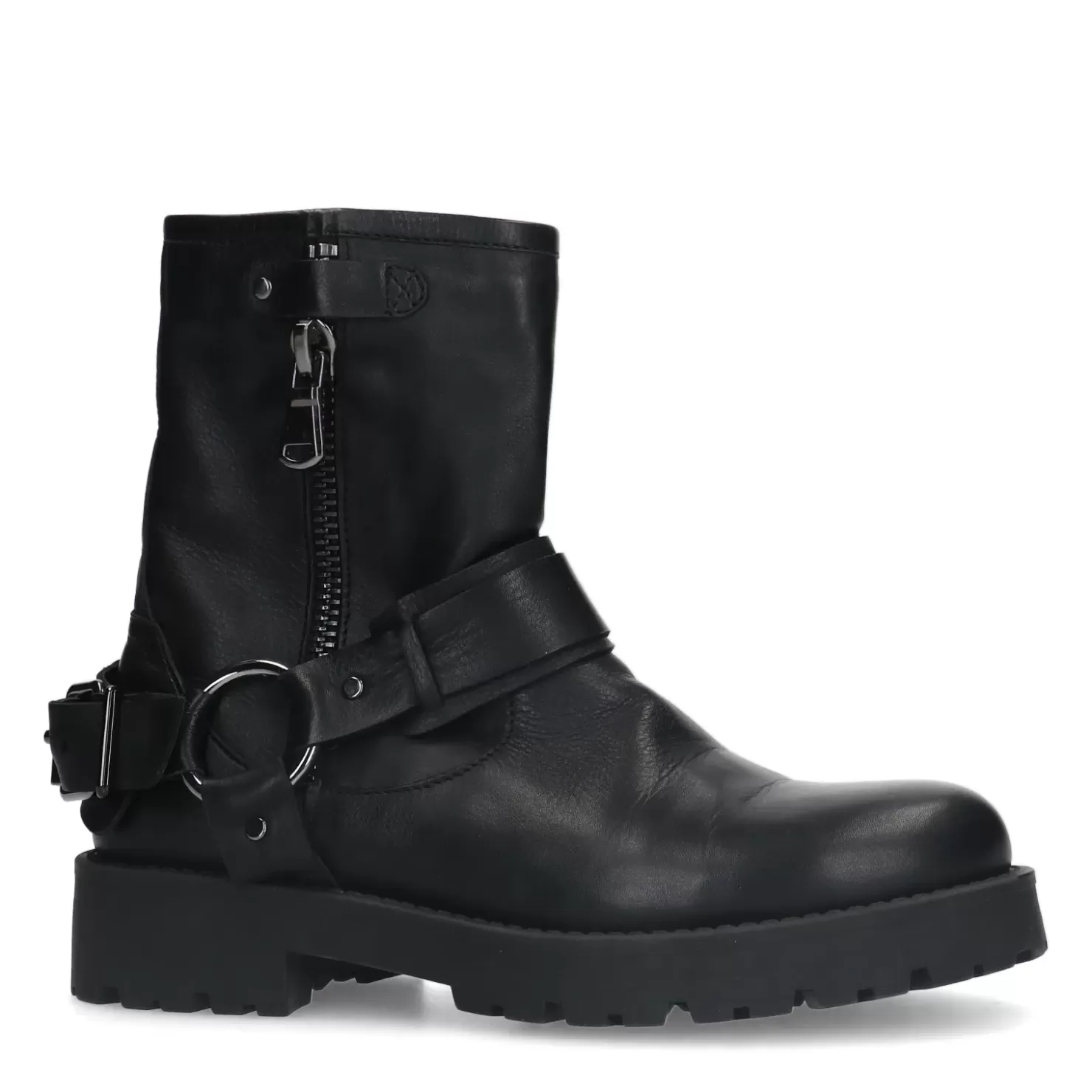 Best Leather Biker Boots With Buckles - Black Women Ankle Boots