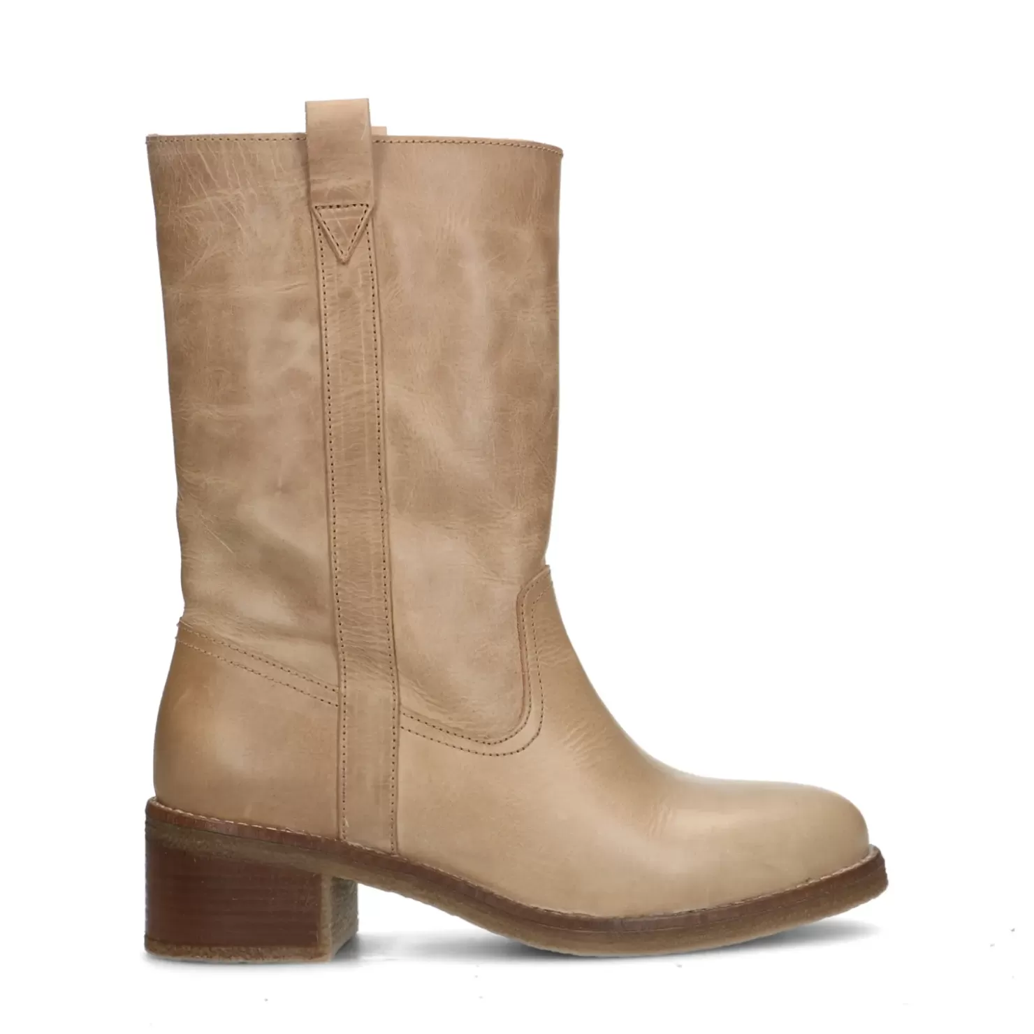 Online Leather Boots - Beige Women Ankle Boots