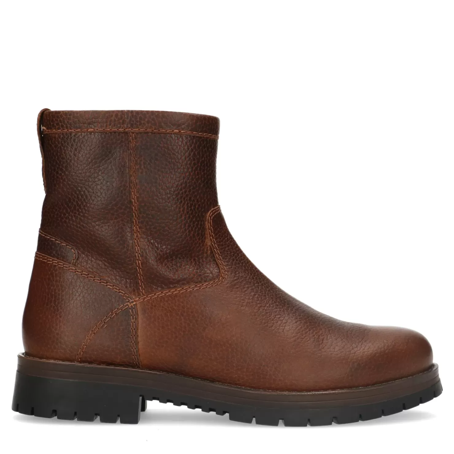 Online Leather Boots With Faux Fur - Brown Men Boots