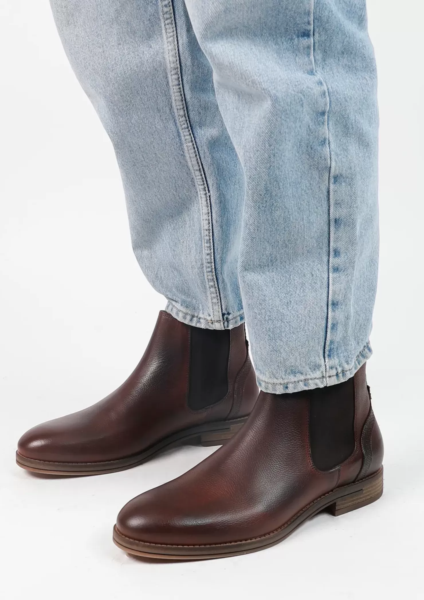 Outlet Leather Chelsea Boots - Brown Men Boots