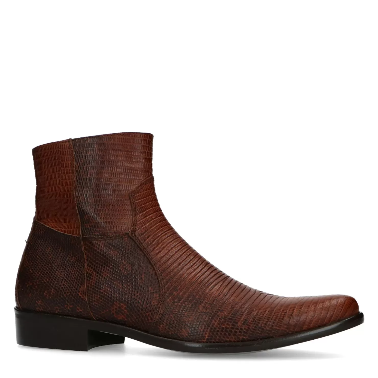 Outlet Leather Cowboy Boots With Snake Print - Brown Men Boots