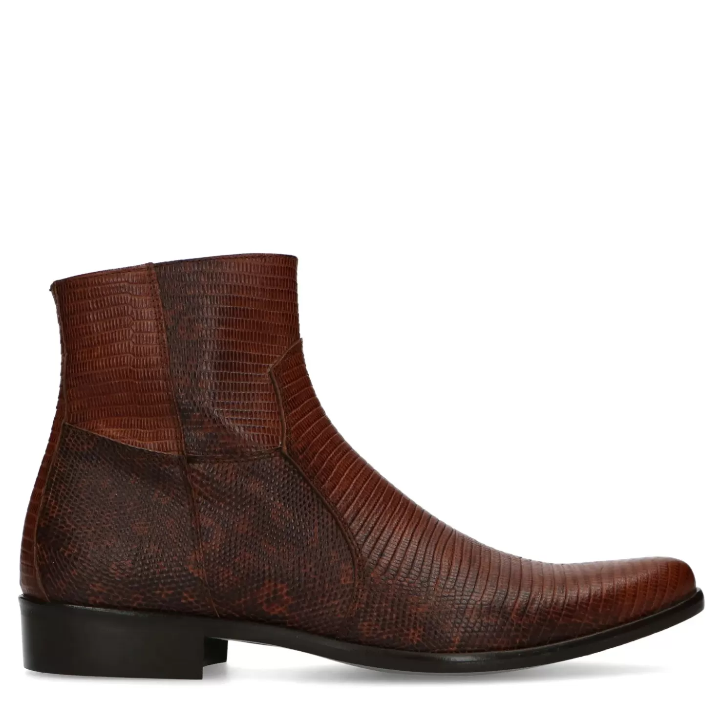 Outlet Leather Cowboy Boots With Snake Print - Brown Men Boots