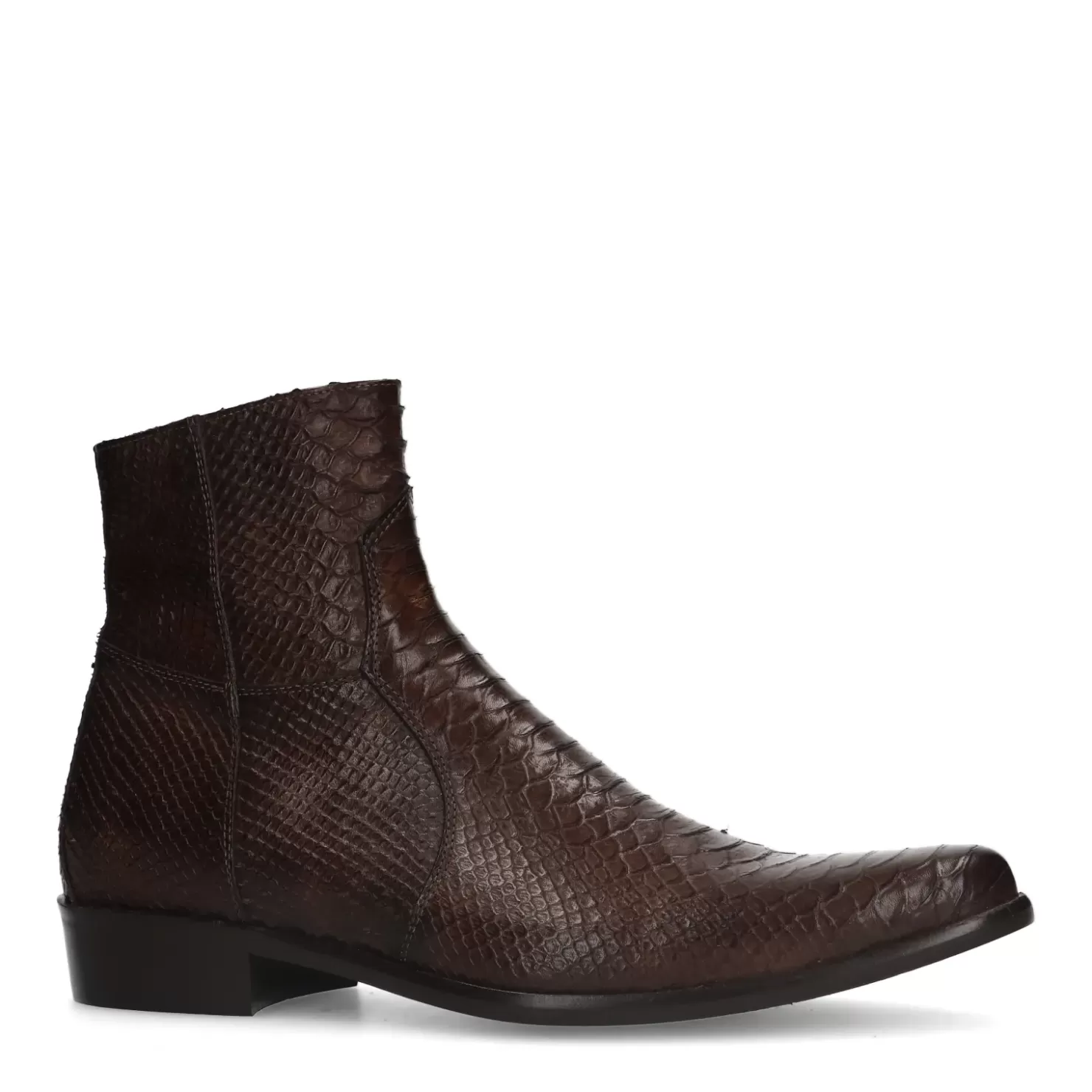 Shop Leather Cowboy Boots With Snake Print - Dark Brown Men Boots