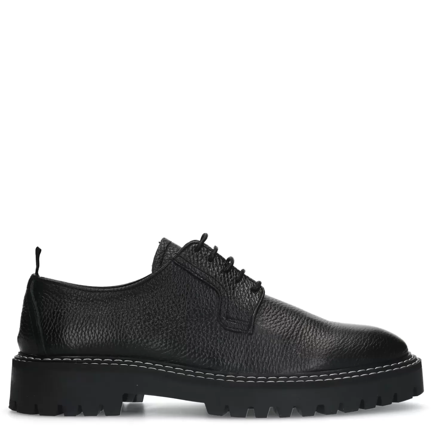 Best Sale Leather Lace-Up Shoes With Chunky Sole - Black Men Lace-Up Shoes