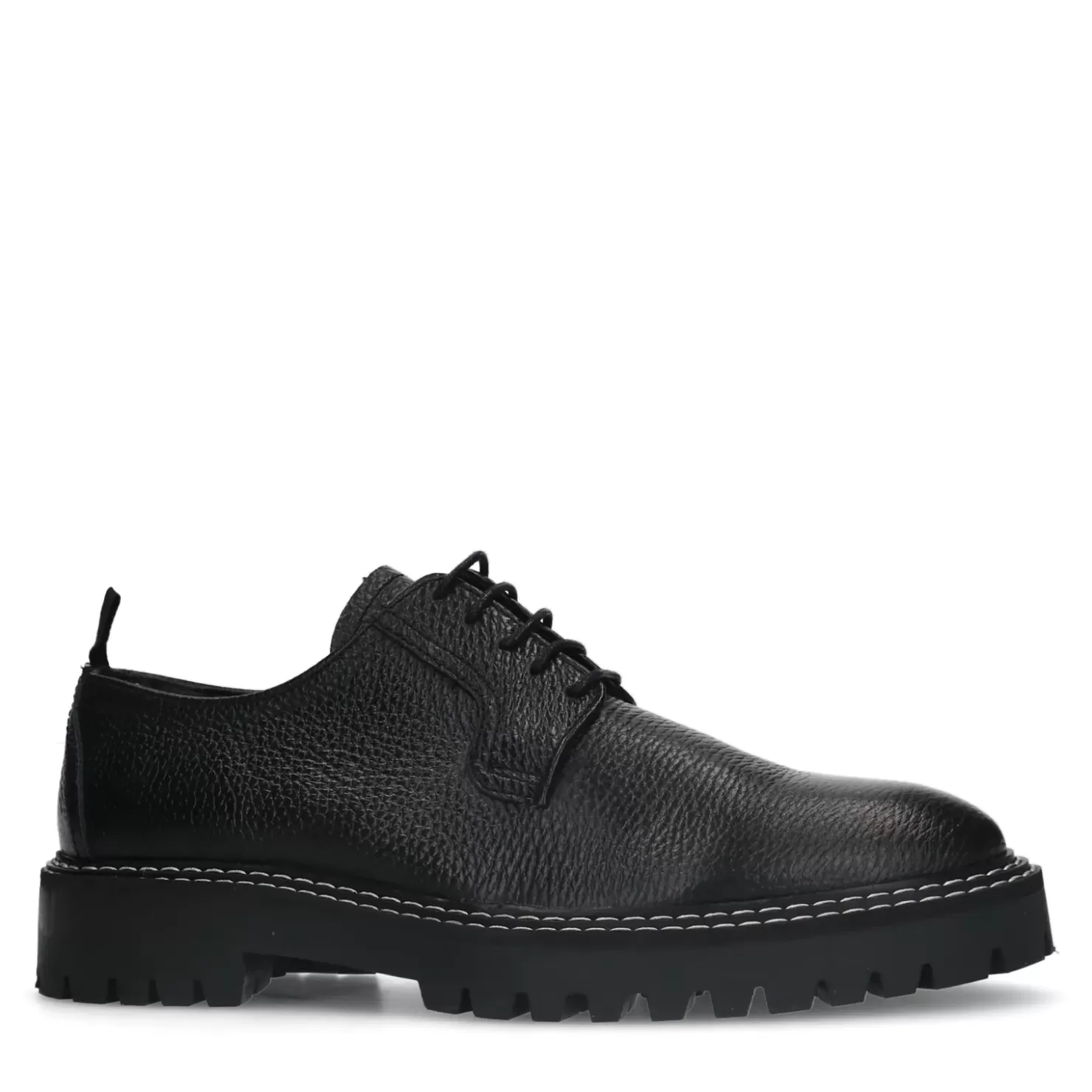 Best Sale Leather Lace-Up Shoes With Chunky Sole - Black Men Lace-Up Shoes