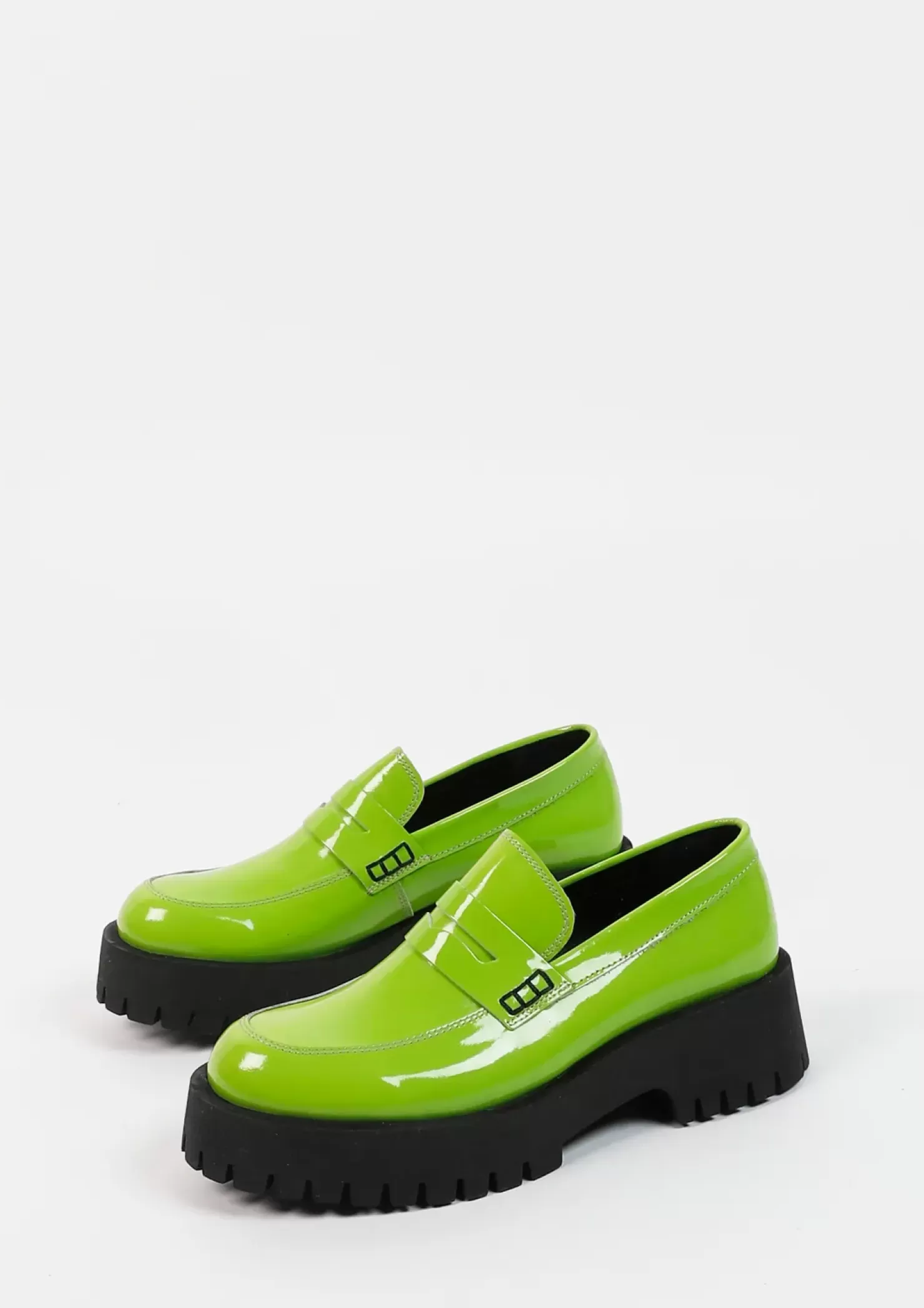 Fashion Leather Loafers - Green Women Moccasins