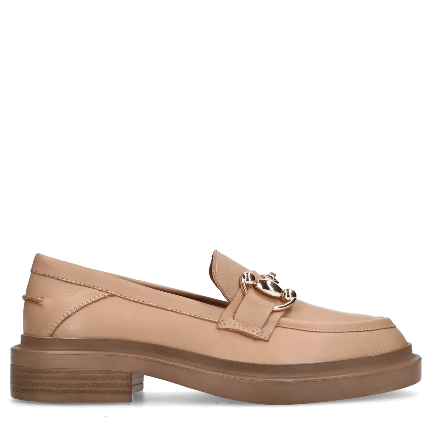 New Leather Loafers With Chain - Beige Women Moccasins