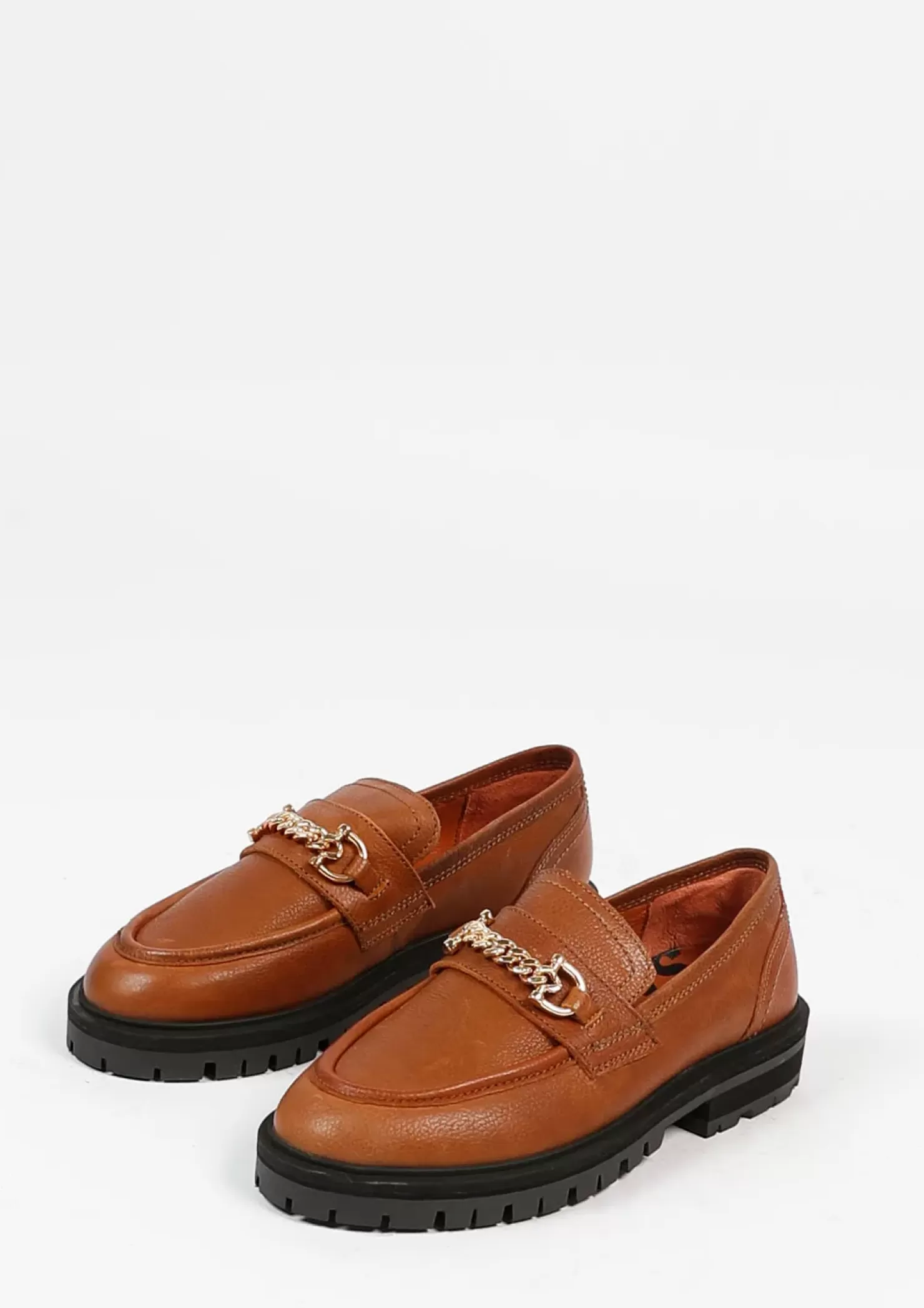 Cheap Leather Loafers With Chain - Brown Women Moccasins