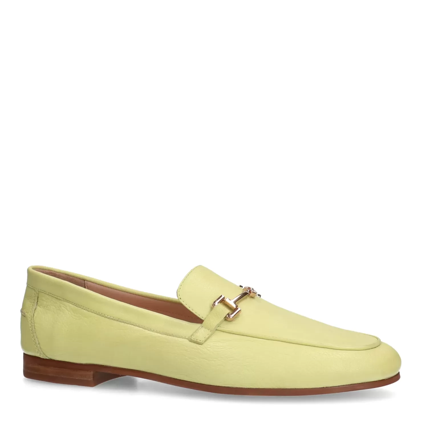 Online Leather Loafers With Chain - Yellow Women Moccasins