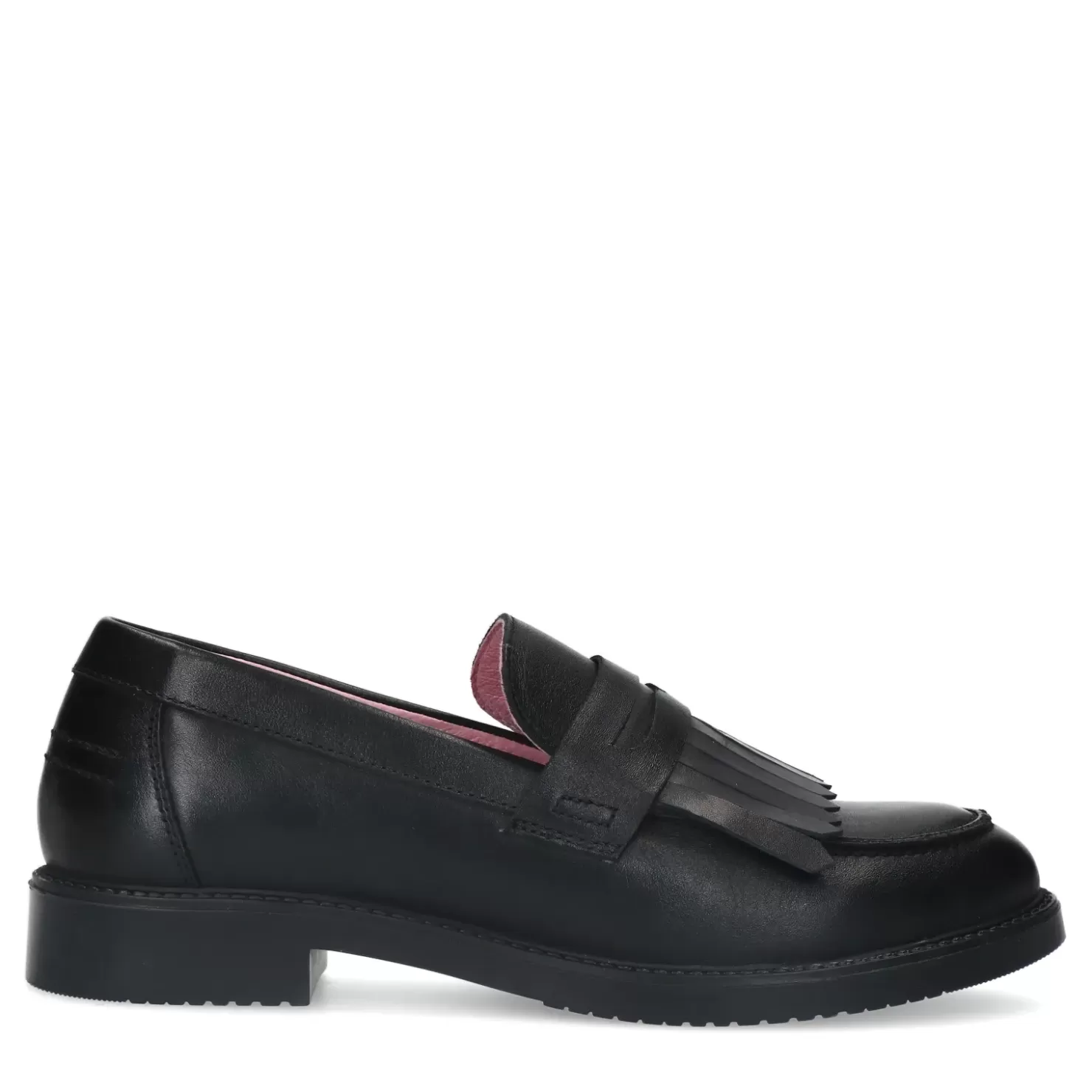 Hot Leather Loafers With Fringes - Black Women Moccasins