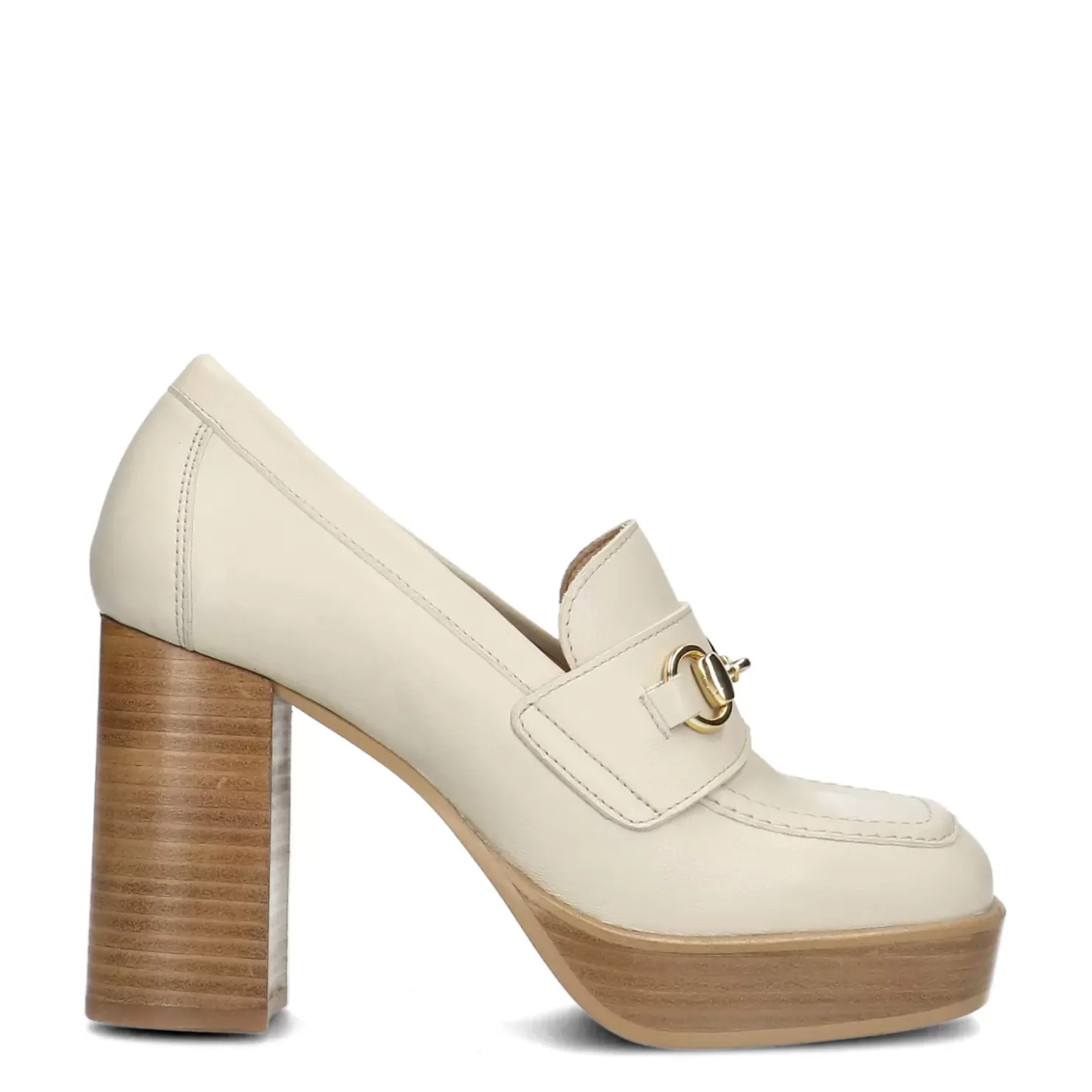 Hot Leather Loafers With Heel - Off White Women Moccasins