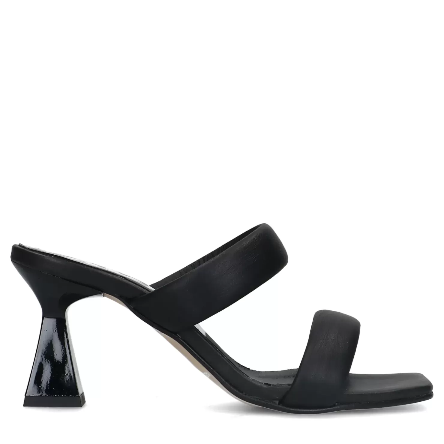 Flash Sale Leather Mules With Funnel Heel - Black Women Sandals