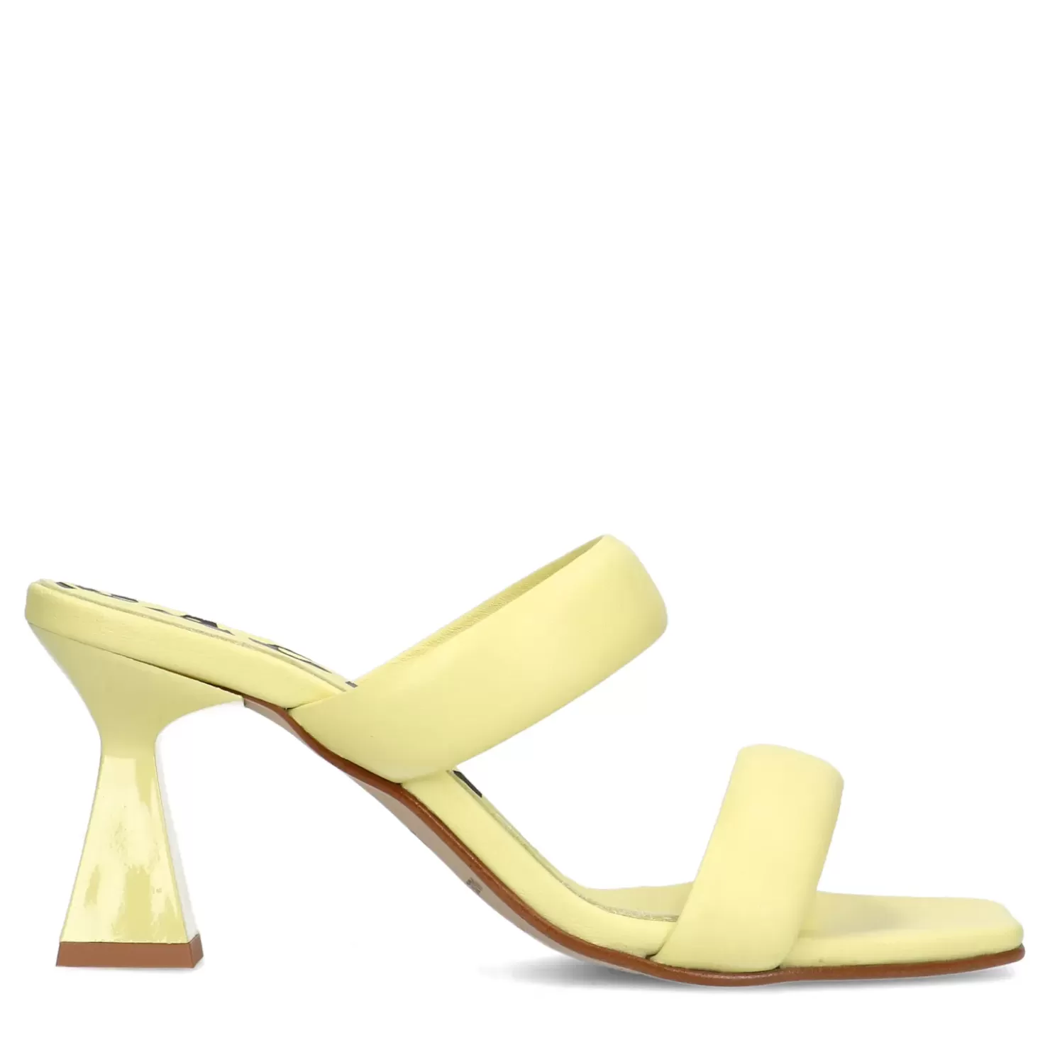 Clearance Leather Mules With Funnel Heel - Yellow Women Sandals