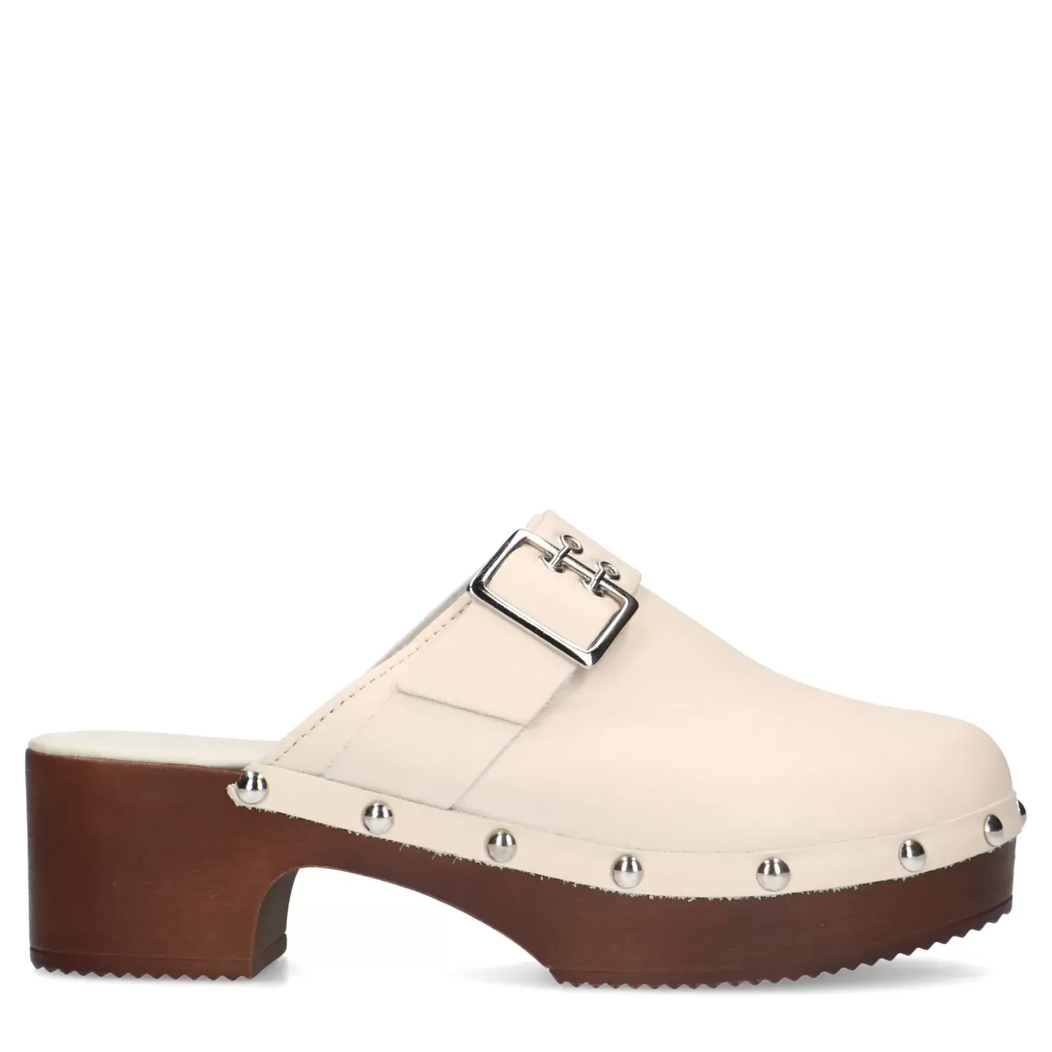 Best Leather Mules With Wooden Heel - Off-White Women Moccasins