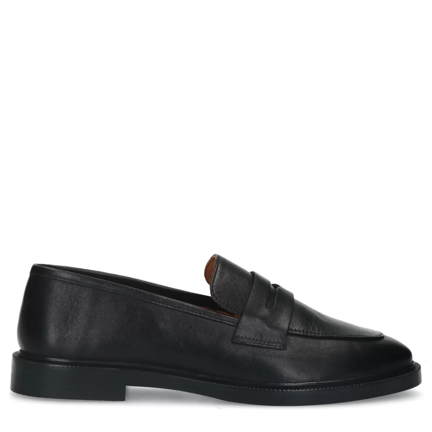 Outlet Leather Penny Loafers - Black Women Moccasins