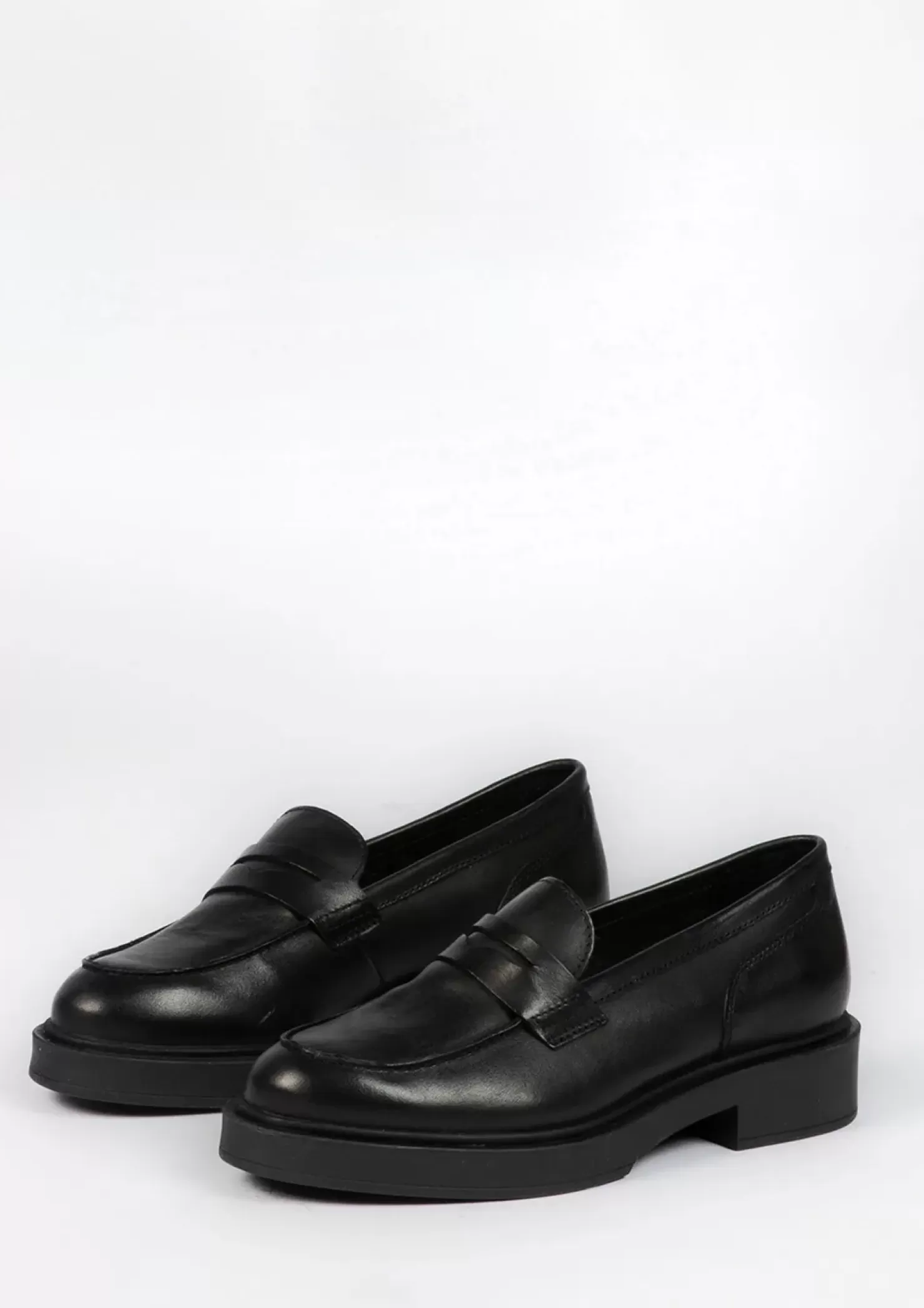 Shop Leather Penny Loafers - Black Women Moccasins