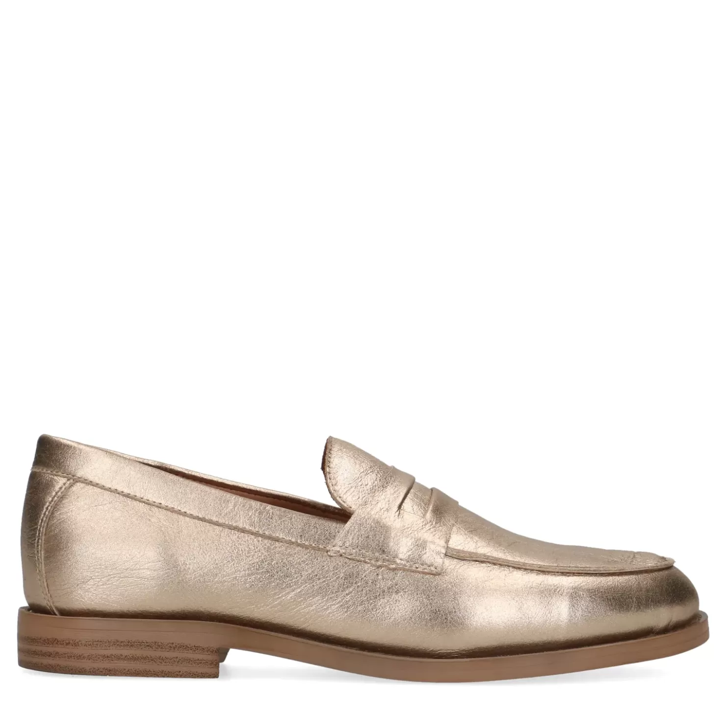 Shop Leather Penny Loafers - Gold Women Moccasins