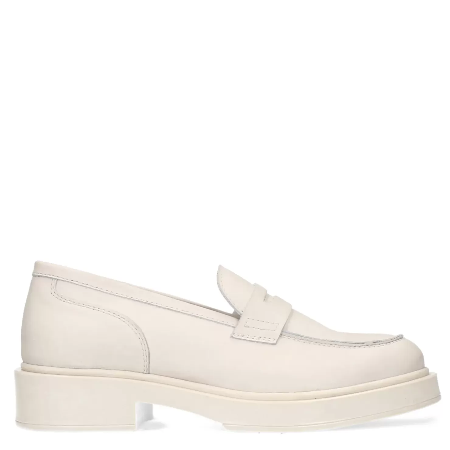 Fashion Leather Penny Loafers - Off White Women Moccasins