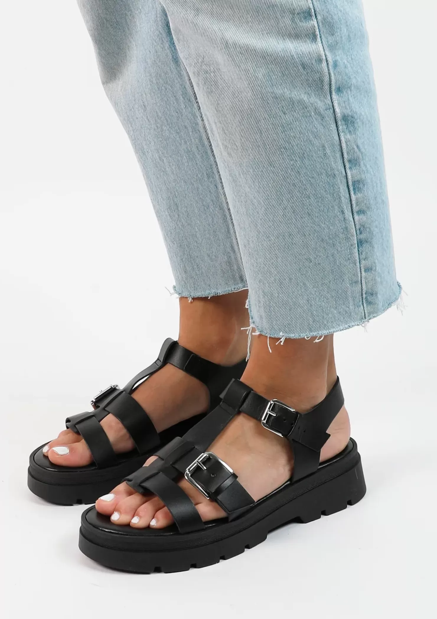 Store Leather Platform Sandals - Black Women Sandals