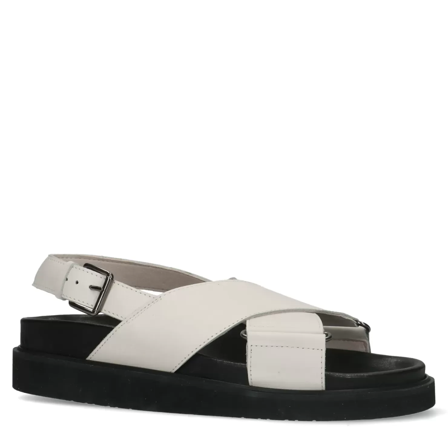 Online Leather Platform Sandals With Crossed Straps - Off-White Women Sandals