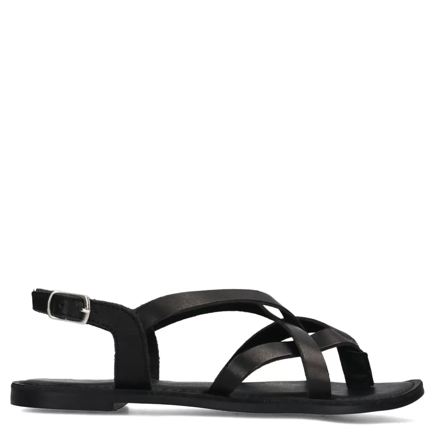 Online Leather Sandals With Crossed Straps - Black Women Sandals