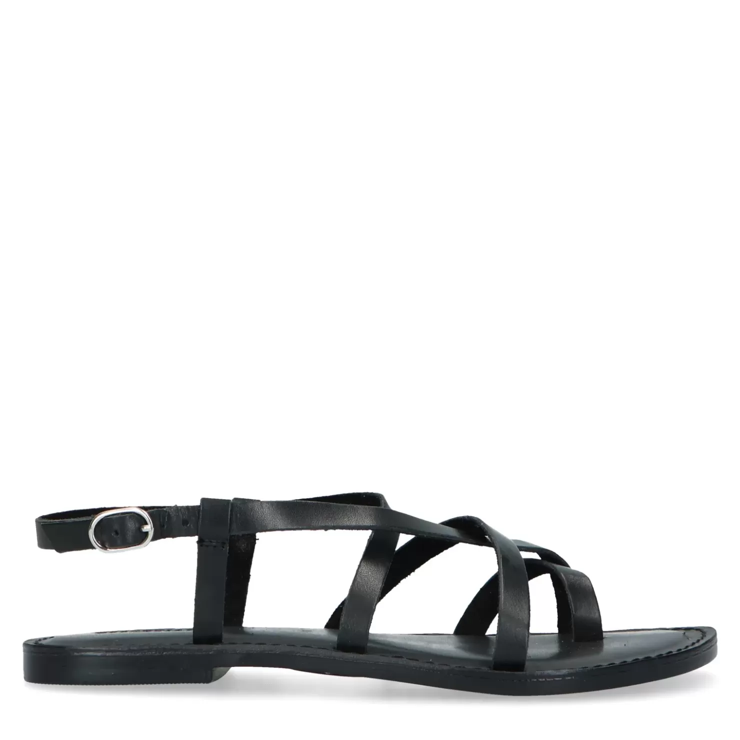 Hot Leather Sandals With Crossed Straps - Black Women Sandals