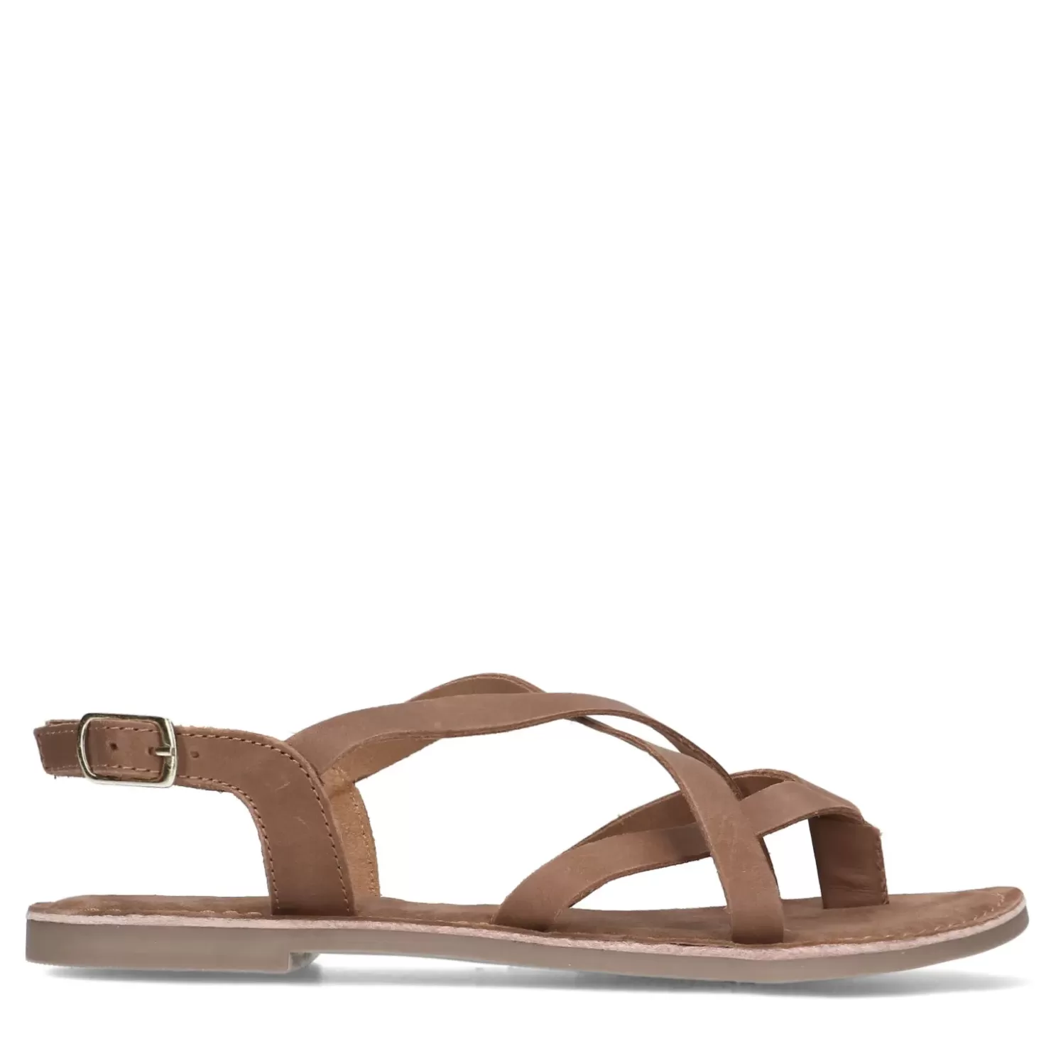 New Leather Sandals With Crossed Straps - Camel Women Sandals